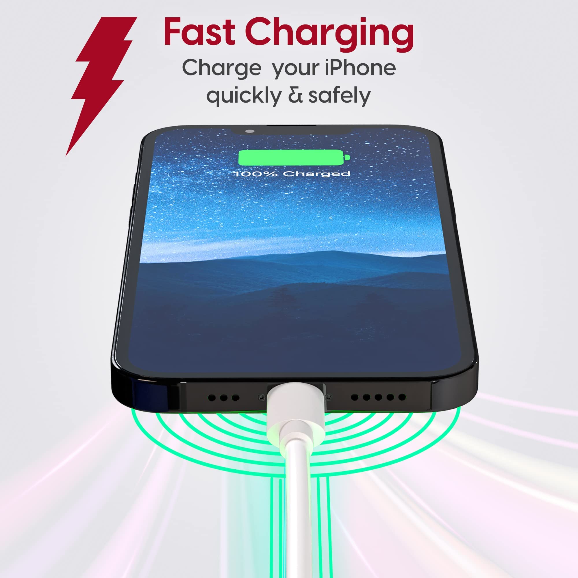 Talkworks Fast Charge Lightning Cable Mfi Certified For Apple Iphone 14, 14 Pro, 14 Plus, 13 , 13 Pro , 12, 11 Pro/Max/Mini/Plus