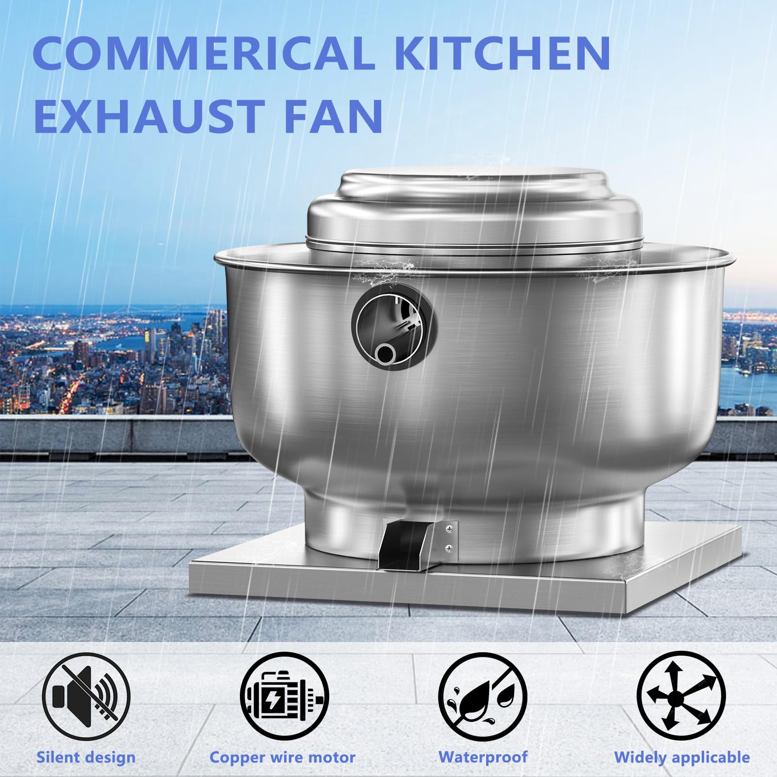 Ficbxra Restaurant Canopy Hood Grease Rated Exhaust Fan  Truck Exhaust Fan High Speed Direct Drive Centrifugal Upblast Exhaust F
