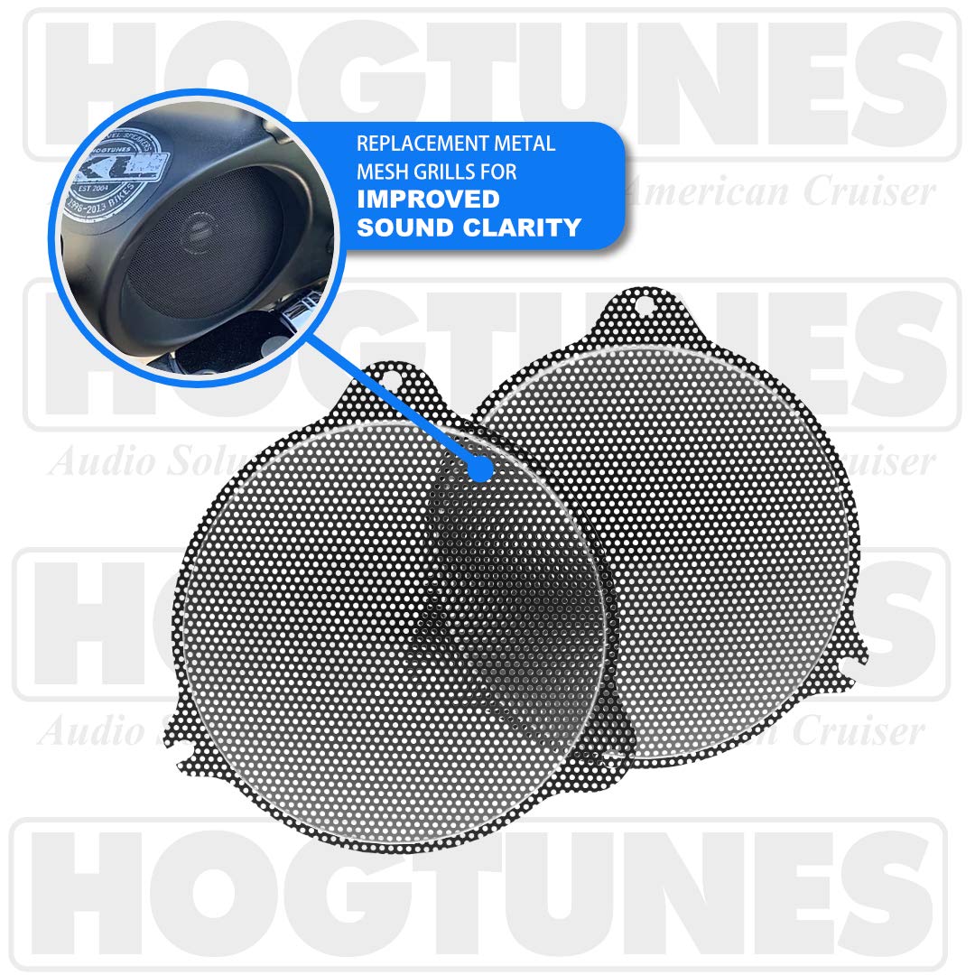 Hogtunes 462F Rm 6.5' Front Speakers With Grills (2 Pack), Fits 2014 Current Harley Davidson Motorcycles