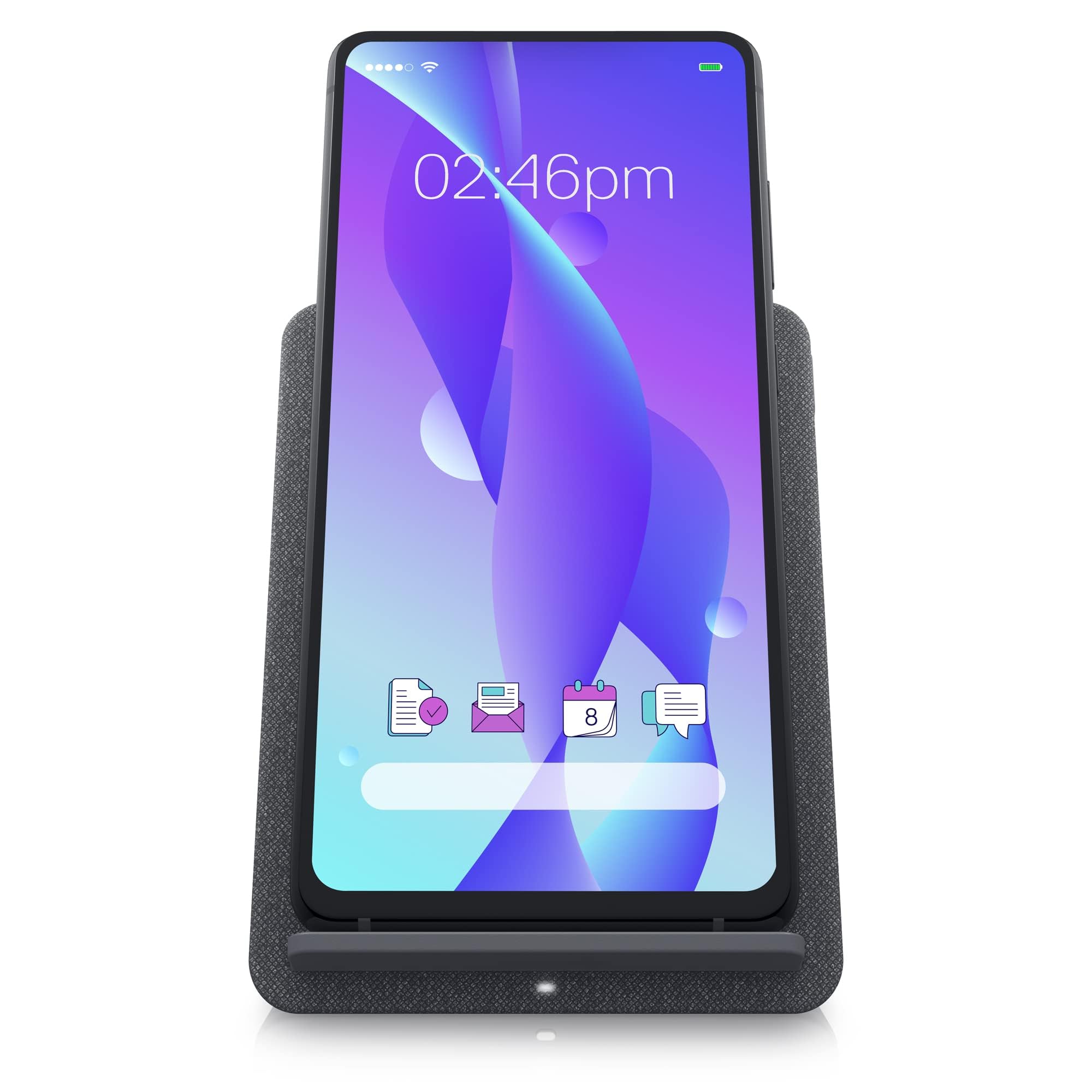 Dell Dual Charge Dock Hd22Q - Fabric Wrapped Charging Stand, Type-C Connector, Qi Enabled Charging, Wake-On-Dock, Smartphone Res