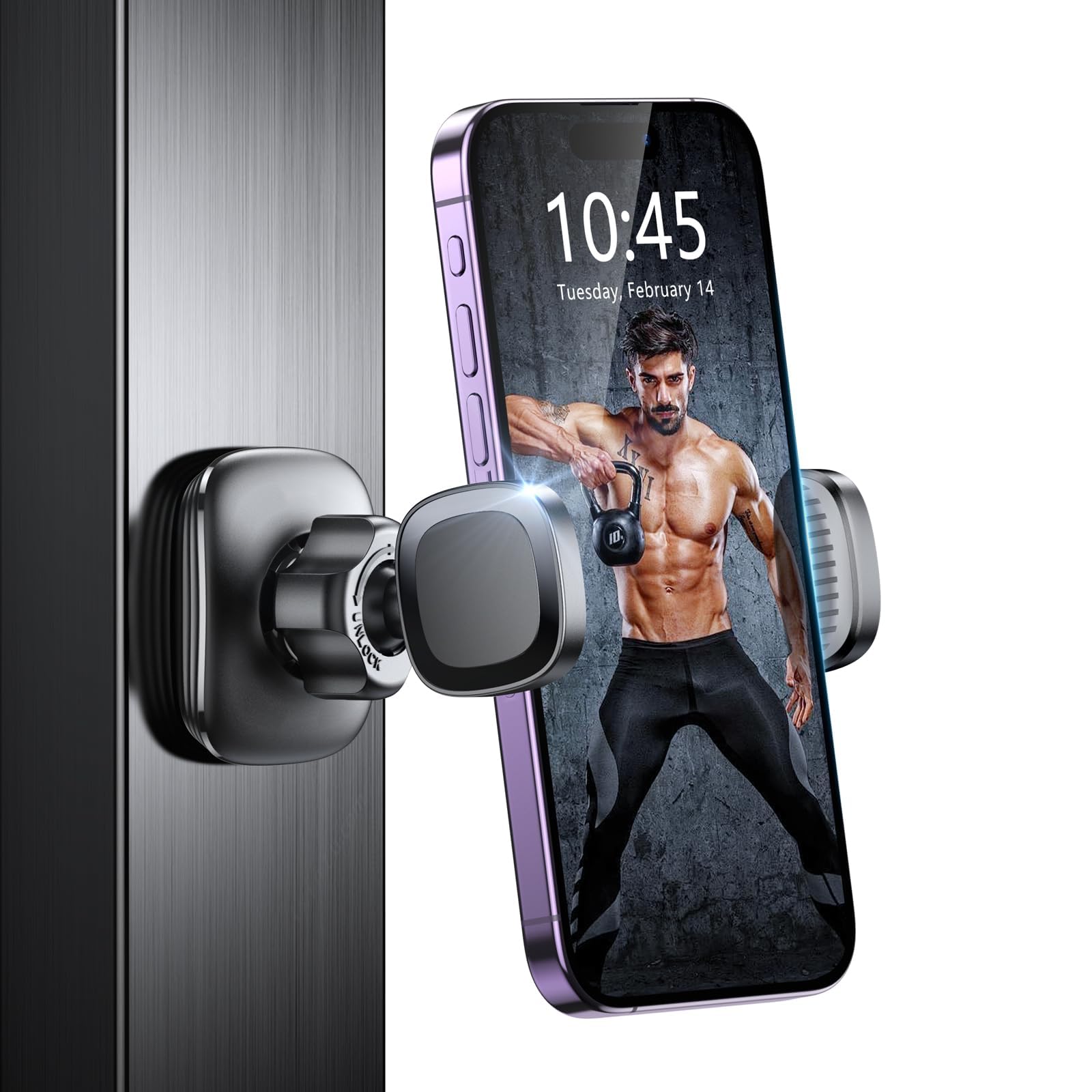iBytoc Magnetic Phone Holder for Gym Golf Cart, 360 Rotatable Gym Phone Holder Workout Record, or Any Metal Surface, Gym Magnet 