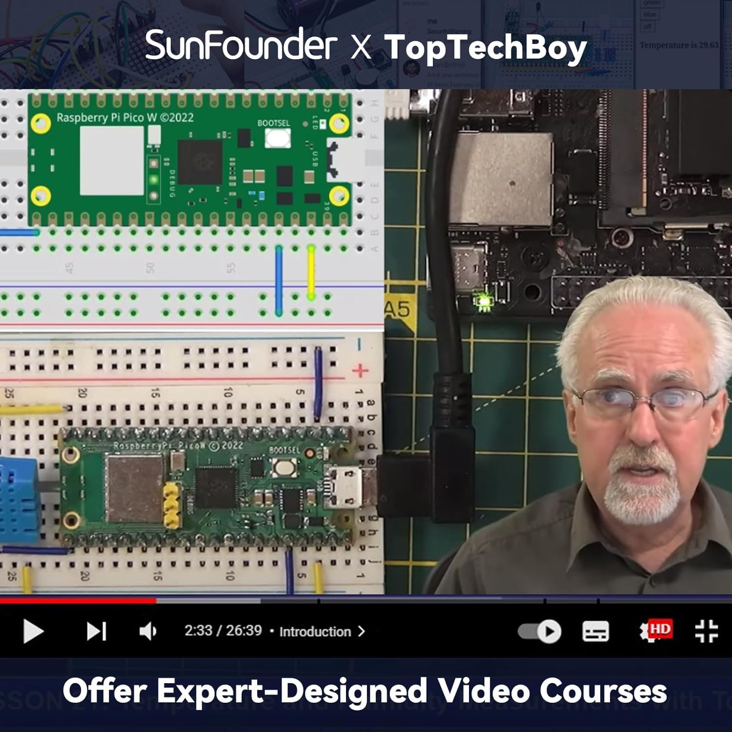 Sunfounder Raspberry Pi Pico W Ultimate Starter Kit With Online Tutorials, 450+ Items, 117 Projects, Micropython, Piper Make And