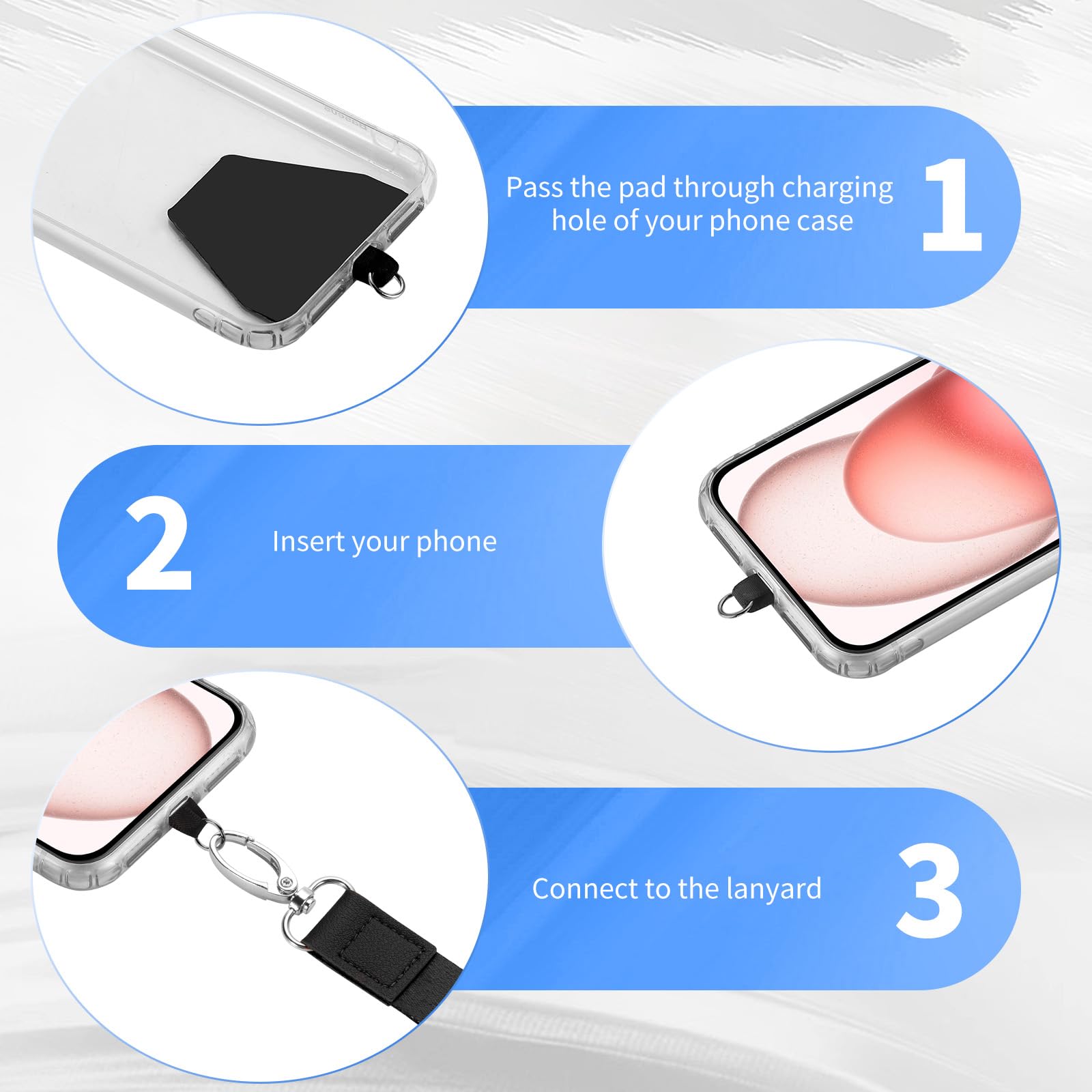 Outxe Phone Lanyard - 4   Pads, 1   Adjustable Neck Strap, 1   Wrist Strap, Nylon Lanyard Compatible With All Smartphone