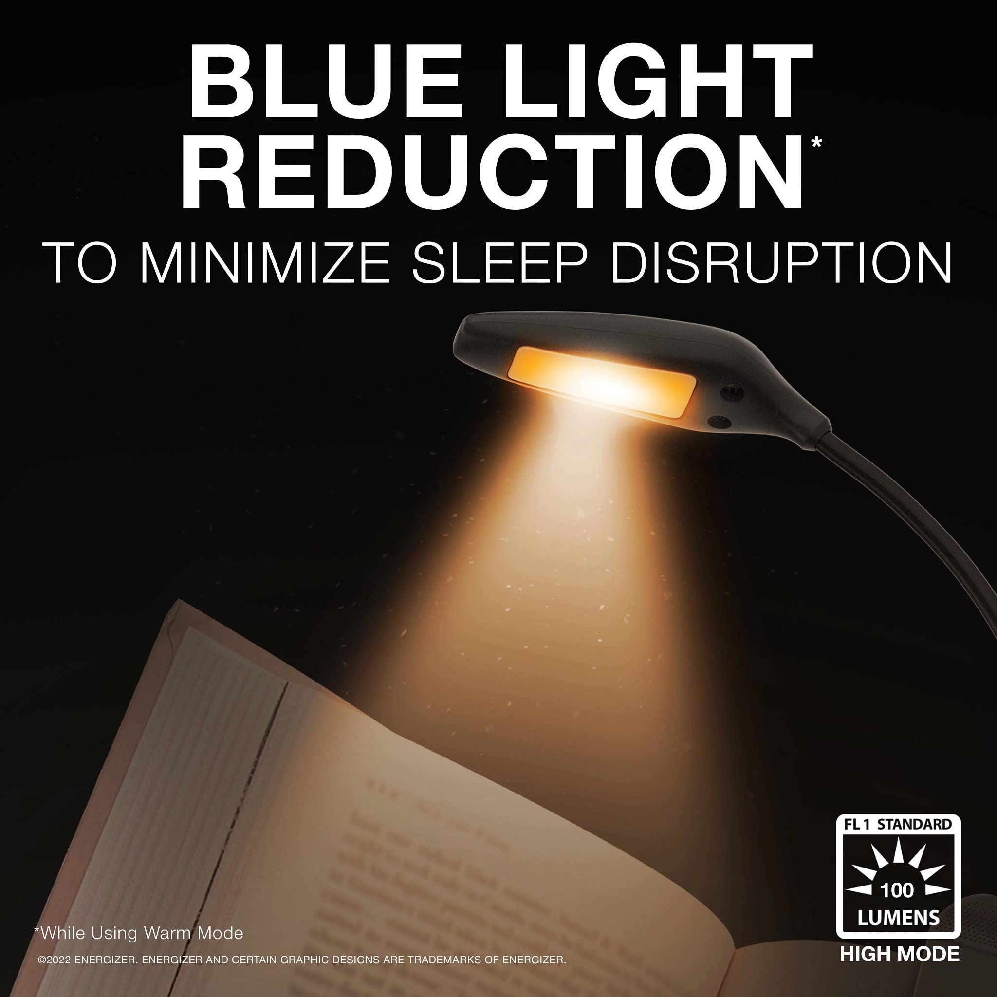 Energizer Rechargeable Led Book Light Flex, 3 Modes, Warm Light Clip On Reading Light With Flexible Neck For Reading In Bed (Usb