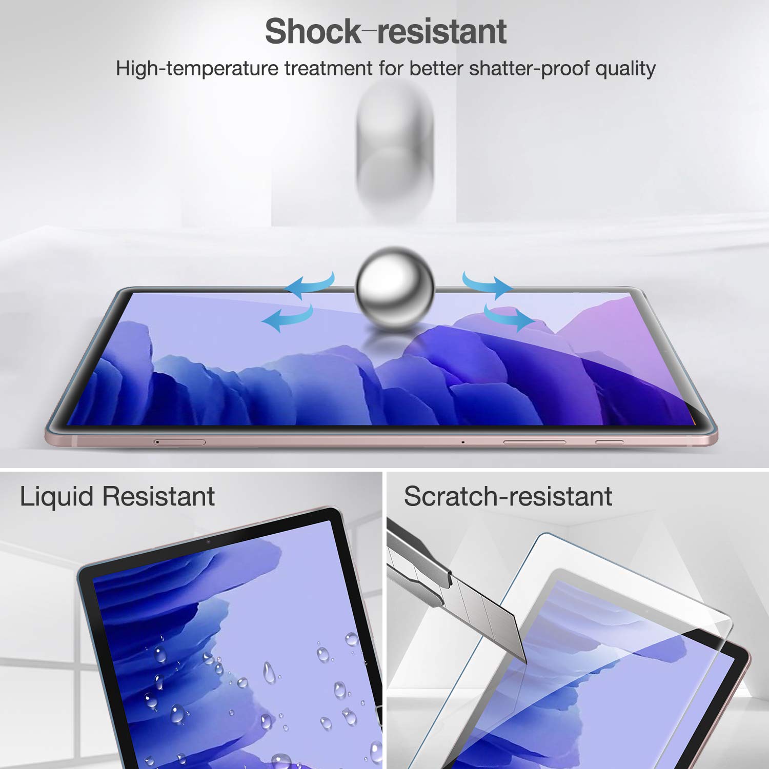 Procase 2 Pack Galaxy Tab A7 10.4 2020 Screen Protector T500 T503 T505 T507, Tempered Glass Screen Film Guard For 10.4 Inch Galaxy Tab A7 2020 Tablet Sm T500 Sm T503 Sm T505 Sm T507