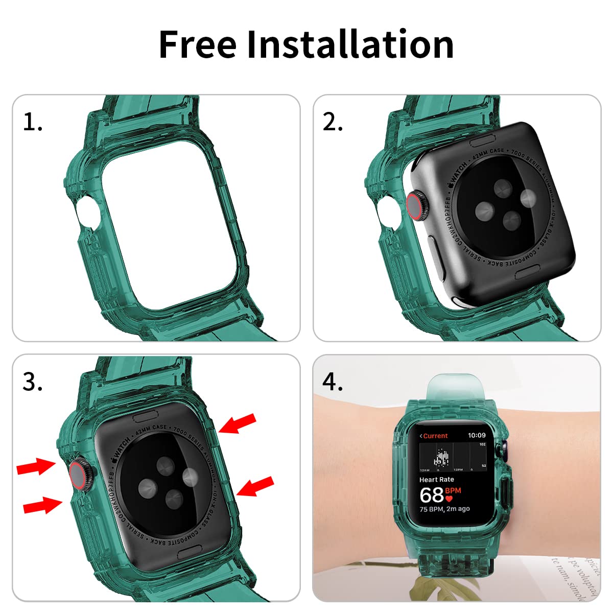 Compatible For Apple Watch Band 45Mm 44Mm 42Mm With Bumper Case   Sports Men Women Bands For Iwatch Series 6 5 4 3 2 1 Se, Tpu R