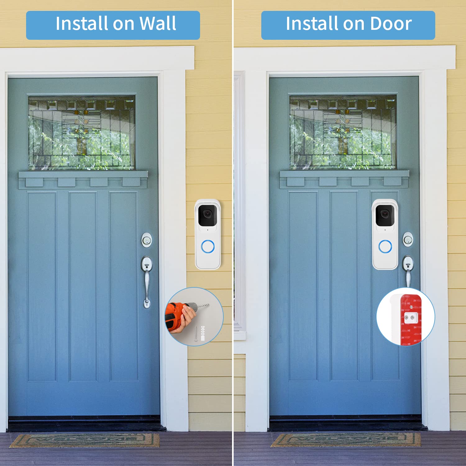 Adhesive Door Mount Compatible With Blink Video Doorbell, No Drill Mounting Bracket, Accessories For Blink Doorbell Security Sys