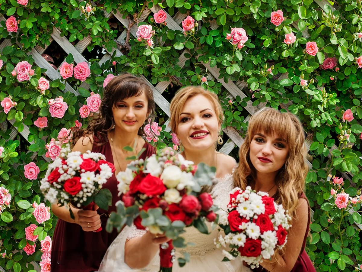 Aiikes 10X8Ft Flowers Backdrop For Photography Spring Floral Photo Backdrop Green Leaf Fence Backdrops Wedding Bridal Backdrop B