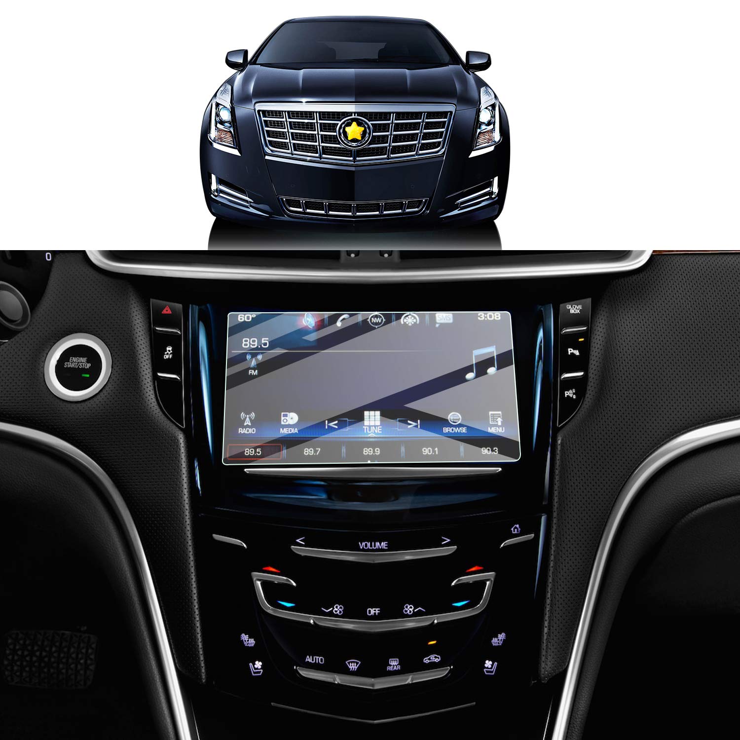 Sktu Screen Protector Foils For 2015 2019 Cadillac Xts Cue Infotainment Interface 8In Navigation Display Tempered Glass 9H Hardness Anti Glare Hd Clear Chevrolet Lcd Gps Touch Screen Protective Film