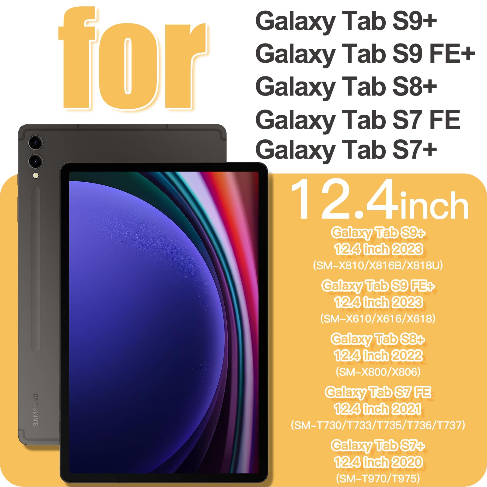 Braecnstock Case For Samsung Galaxy Tab S9 Fe+ Plus/ S9+ Plus/ S8+ Plus/ S7 Fe/ S7+ Plus 5G 12.4 Inch Shockproof Protective Tab