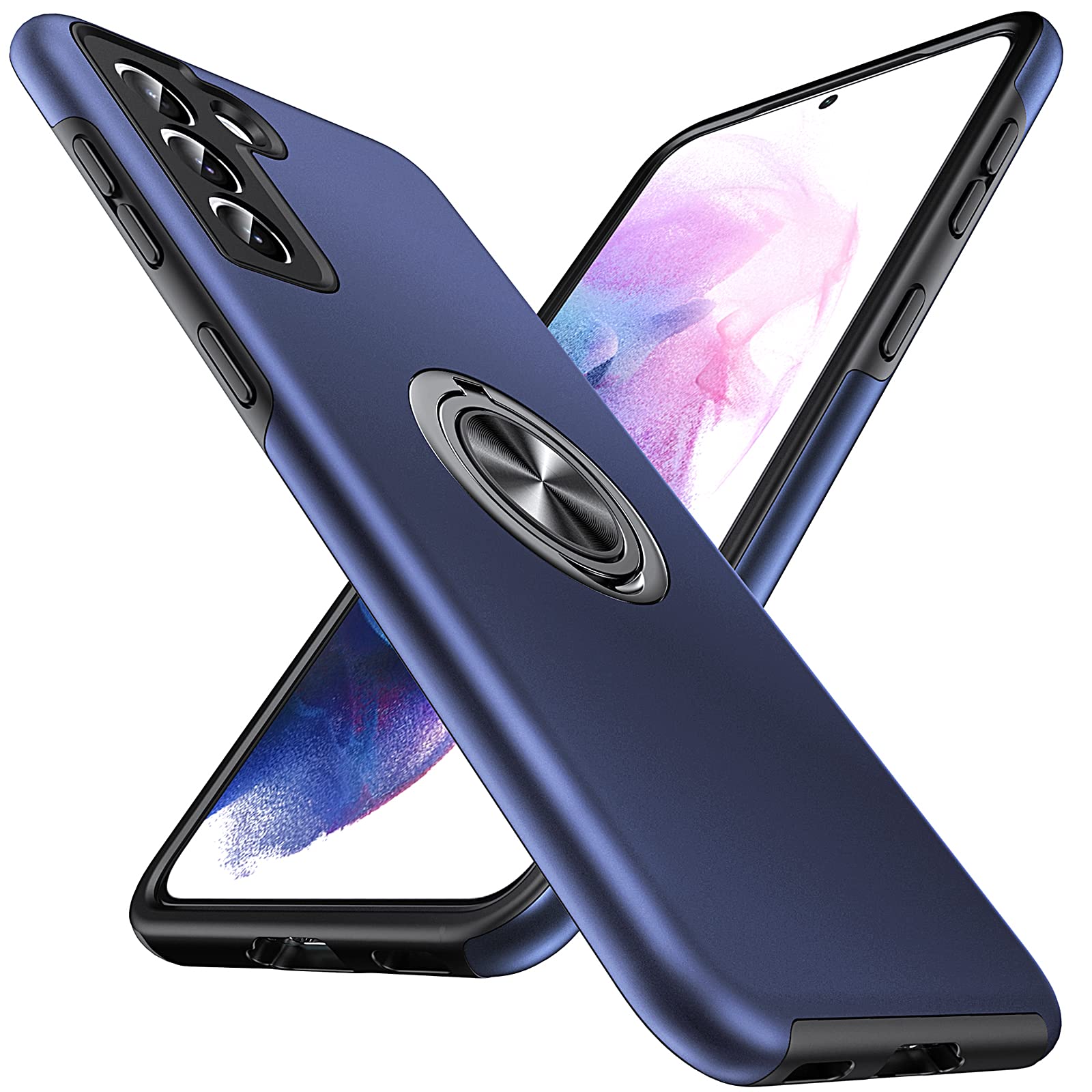 Anqrp Hidden Series Galaxy S21+ Plus Case 5G, [No Fall-Off Kickstand] 360 Embedded Ring, 15Ft Military Grade Shockproof Protecti