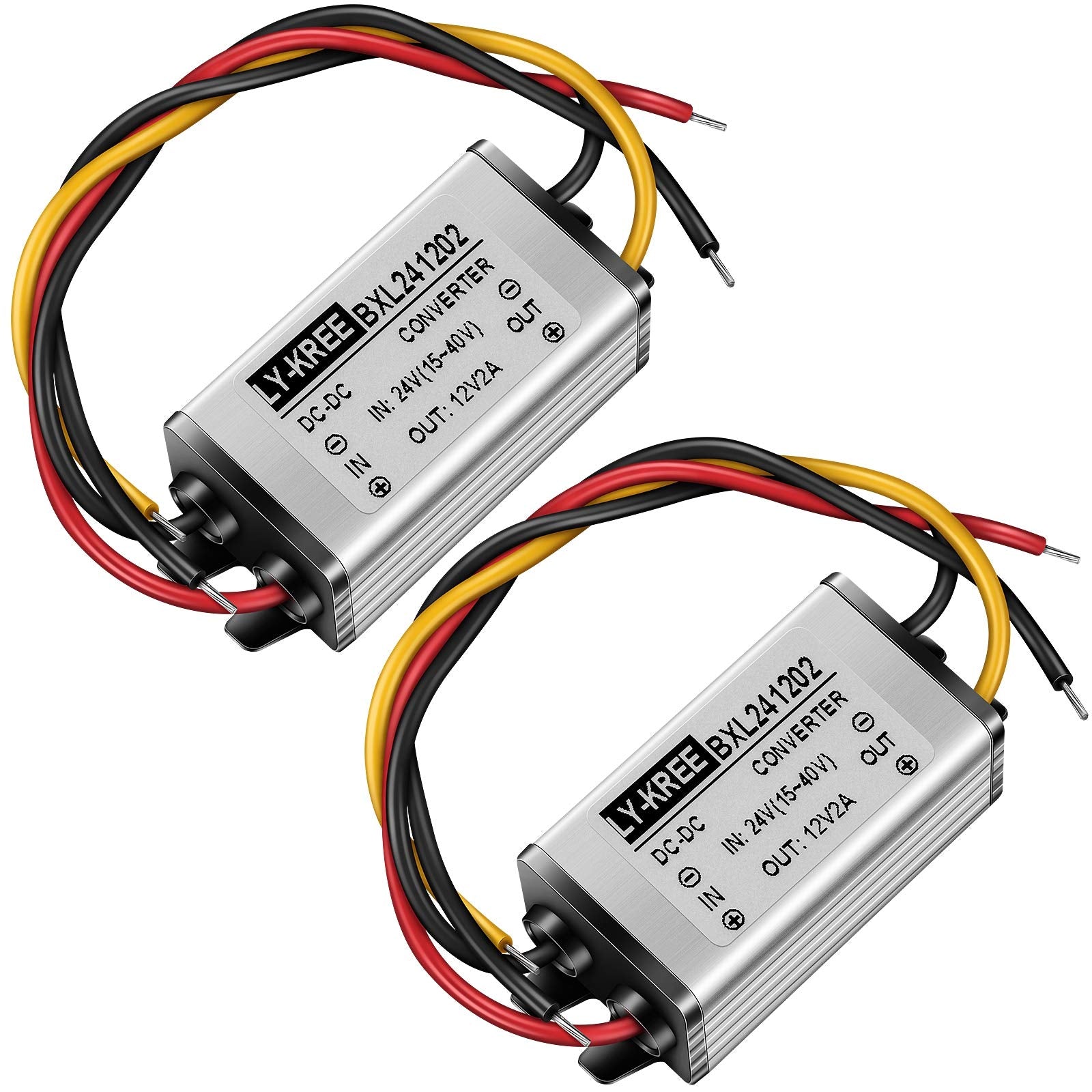 2 Pcs Dc 24V To 12V 2A 24W Step Converter Voltage Reducer Regulator Down Waterproof Dc 24V To 12V Buck Boost Converter For Golf