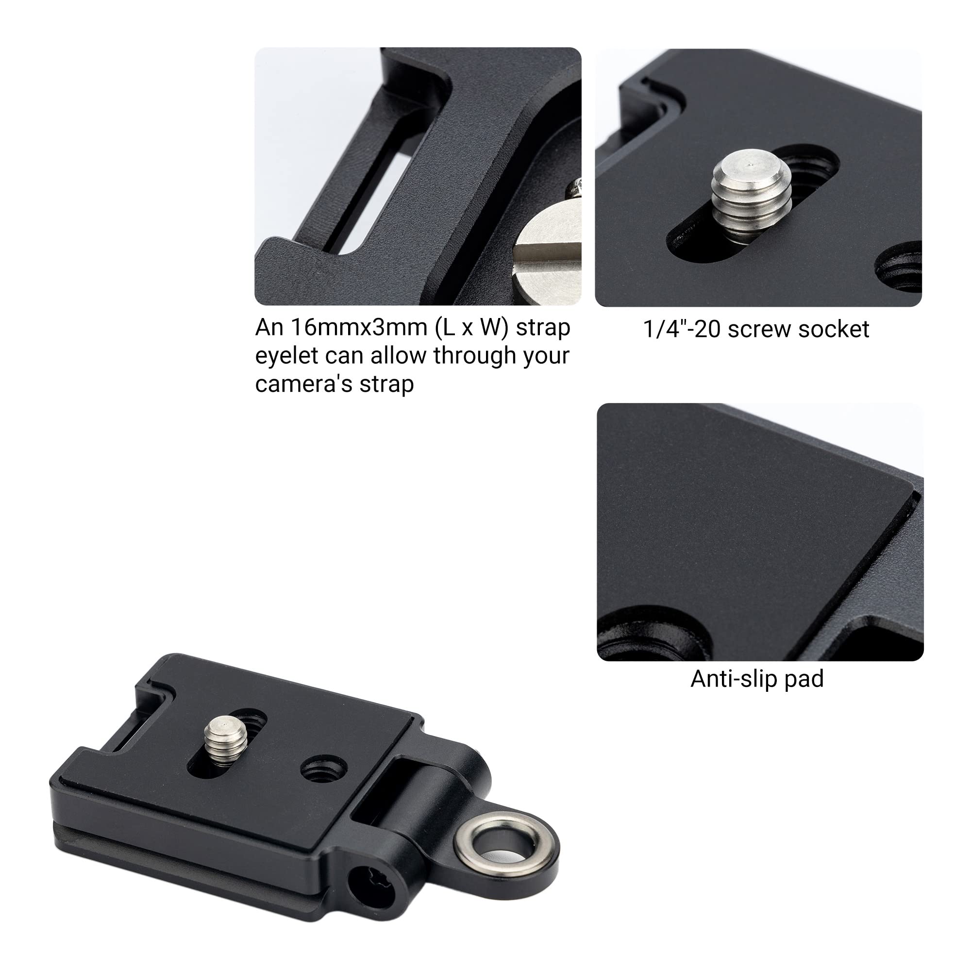 40Mm Universal Arca Swiss Quick Release Plate With 1/4'' 20 Screw & Adjustable Neck Strap Connect Eyelet For Tripod Ball Head, C