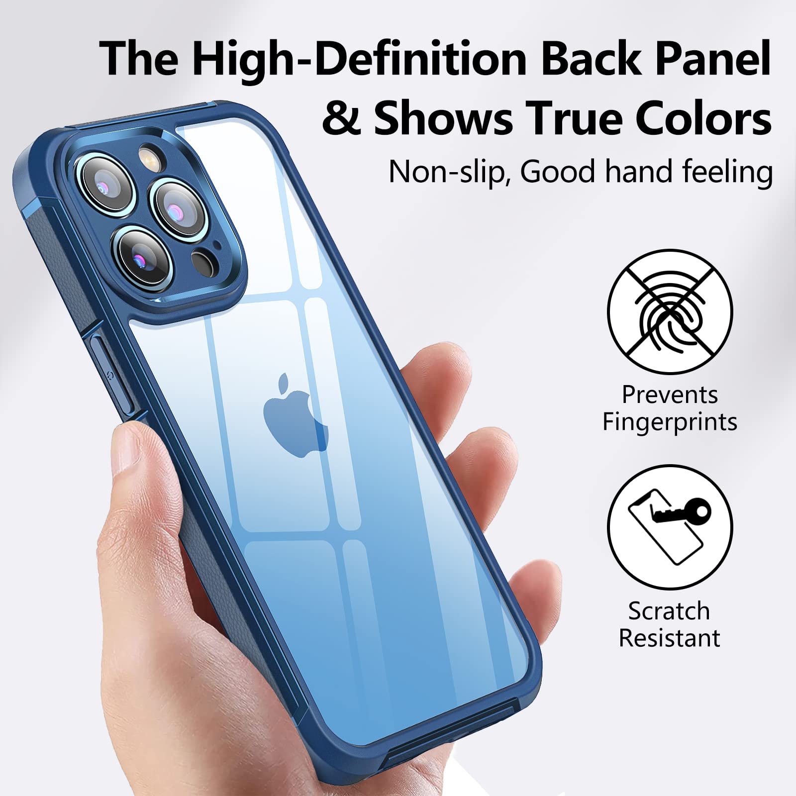 Vsdukmc Compatible With Iphone 13 Pro Max Case 6.7 In, With Integrated Camera Protection Cover, Clear Hard Pc Back With Shockpro