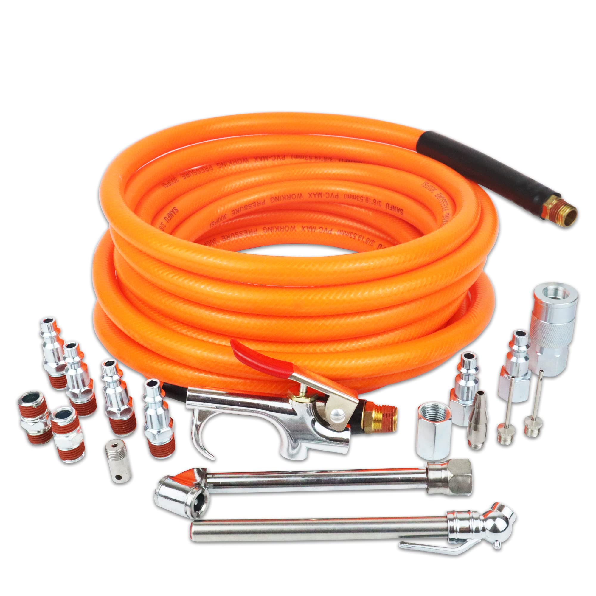 Melprisu 17 Pieces Air Tool Kit 3/8'' X 25Ft Pvc Air Compressor Hose Kit Air Compressor Accessories Kit