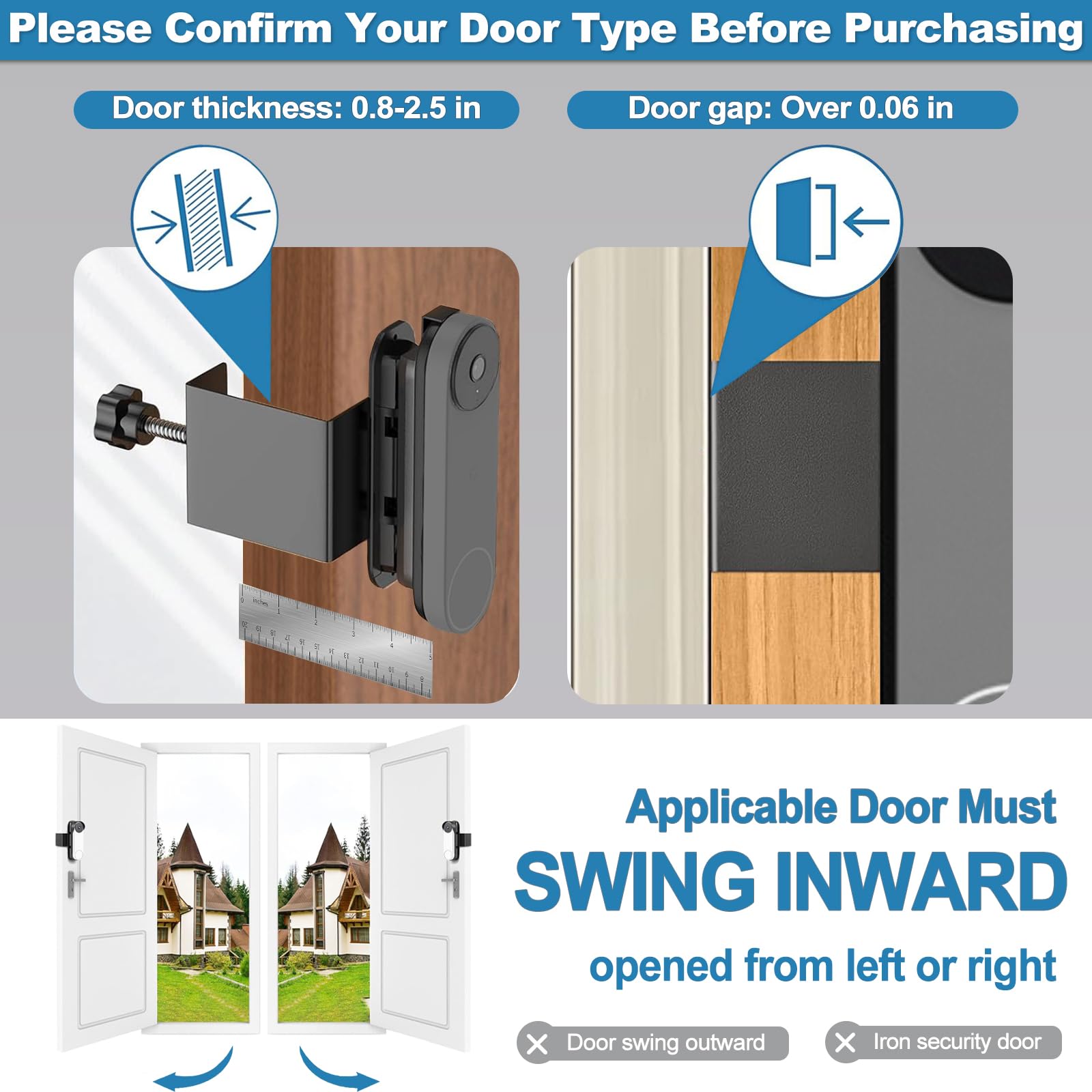 Anti Theft Adjustable Mount For Google Nest Doorbell (Battery), No Drill Mount For Google Doorbell Camera, Adjustable (45 Left A