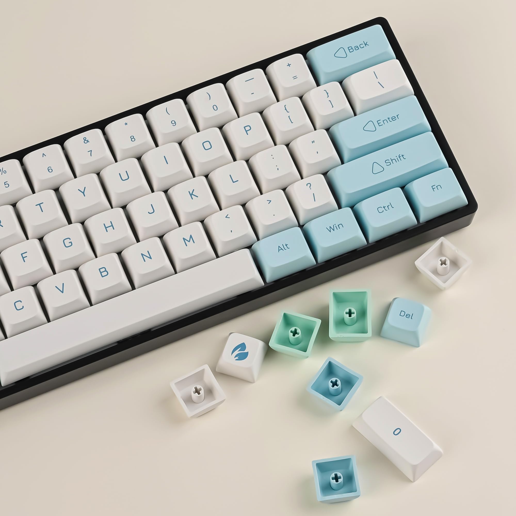 Guffercty Kred 137 Keys Xda Profile Keycaps 75 Percent Cute Ice Mint Pbt Keyboard Caps For Mechanical Keyboard (Ice Mint)