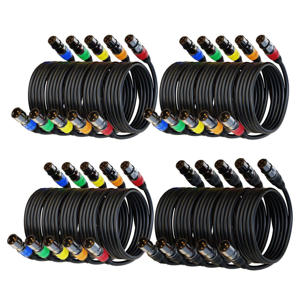Auxlink Xlr Cables, Xlr Microphone Cable 25Ft 20Pack Mic Cable Male To Female Gold Plated 3 Pins Compatible With Microphones, St