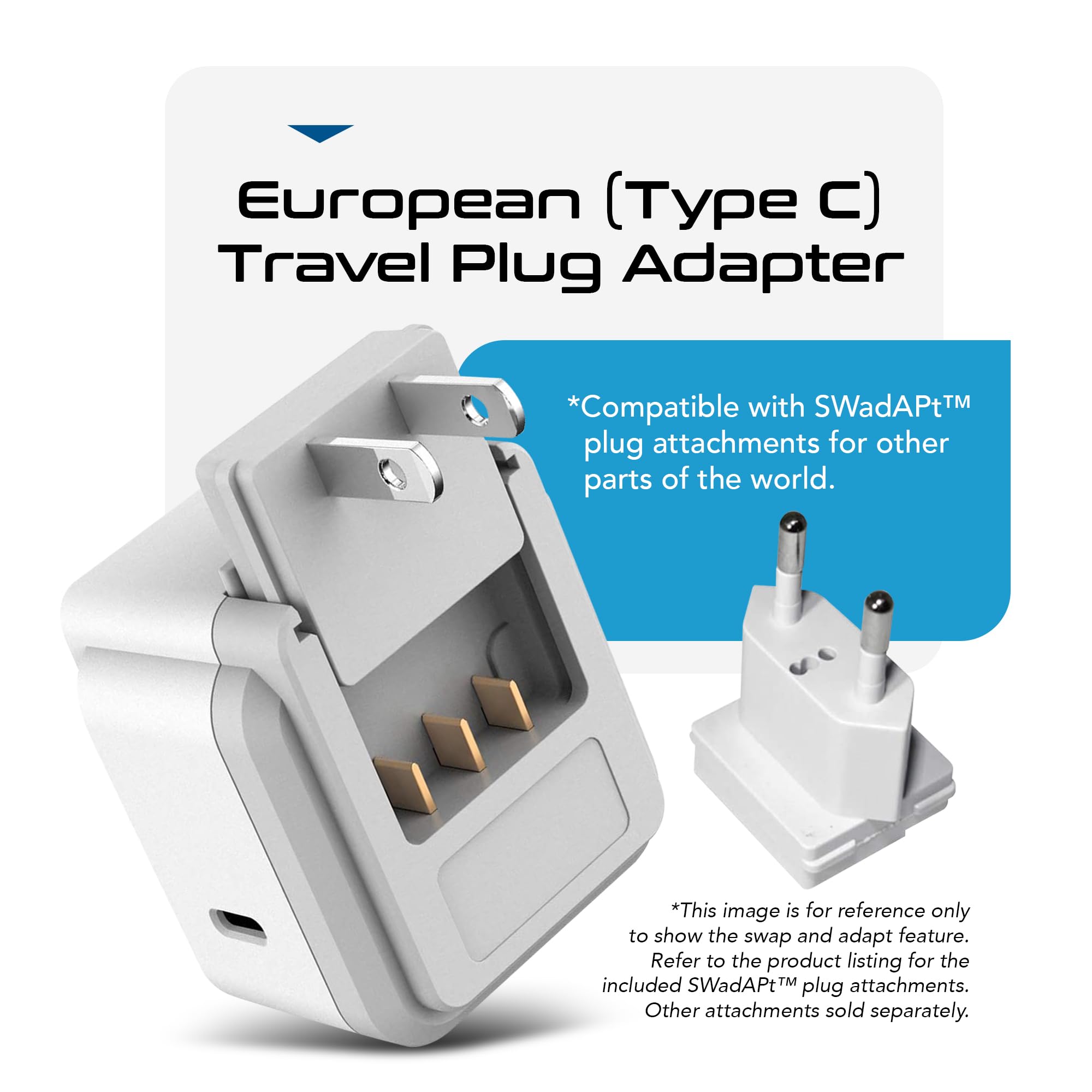 Ceptics European Plug Adapter, Safe Usb C 30W Pd & Qc 3.0 2 Usa Socket   Compact & Powerful   Use In Greece, Italy, Switzerland,