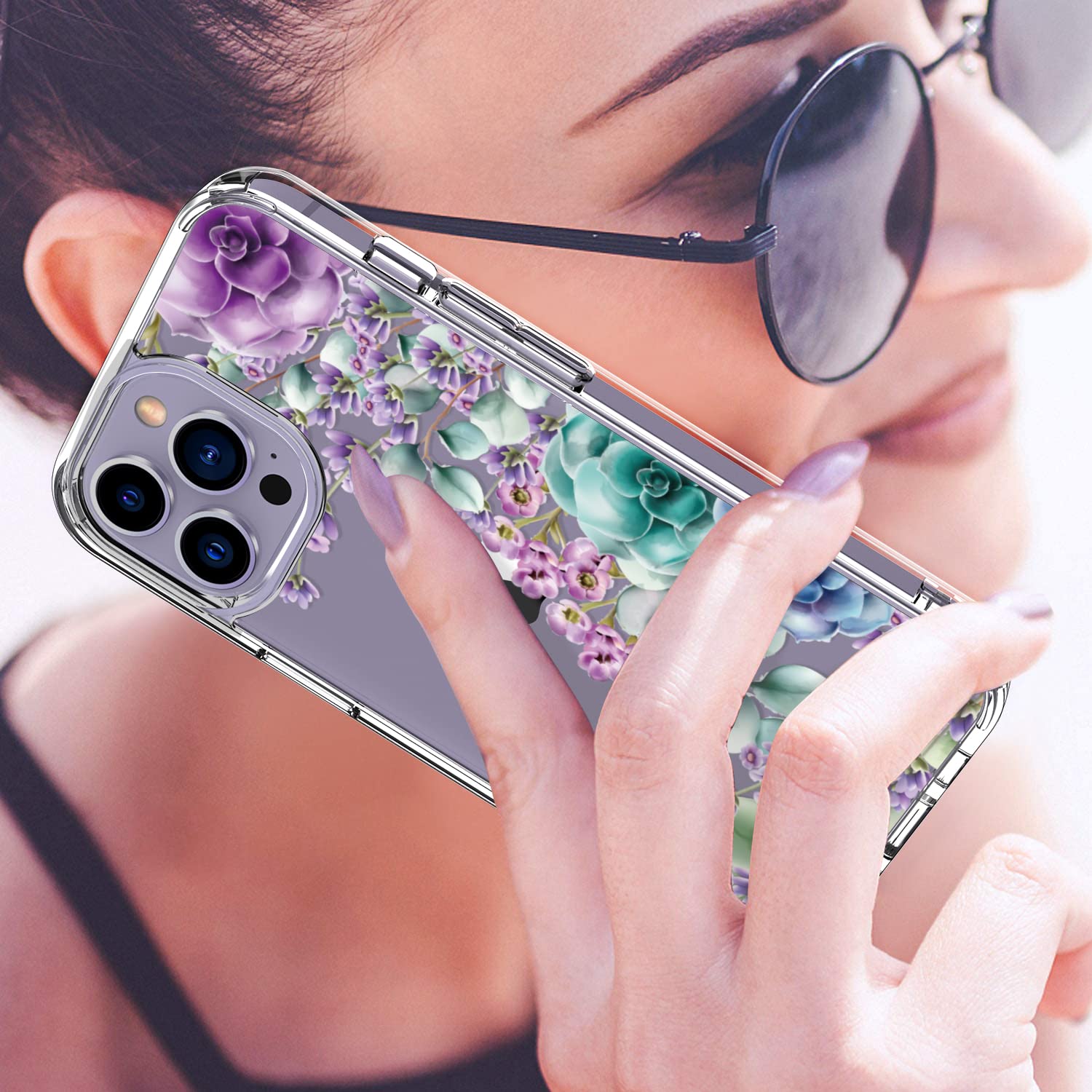 Luhouri For Iphone 15 Pro Max Case With Screen Protector   Crystal Clear Cover  Fashionable Pattern Design  Wireless Charging  S