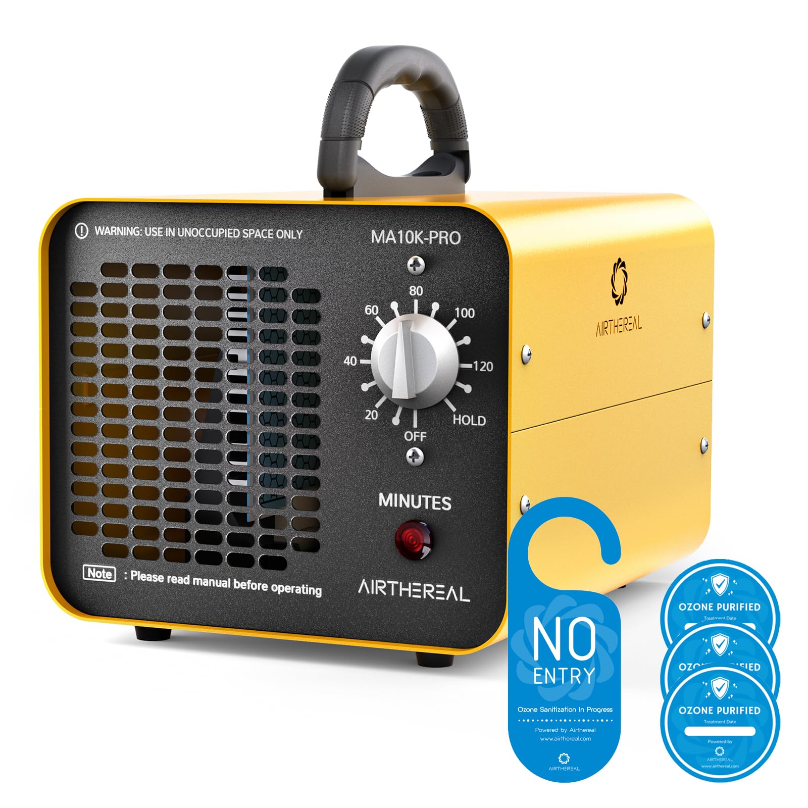 Airthereal Ma10K Pro Ozone Generator 10000 Mg/H High Capacity O3 Machine, Home Ionizer Odor Remover, Yellow