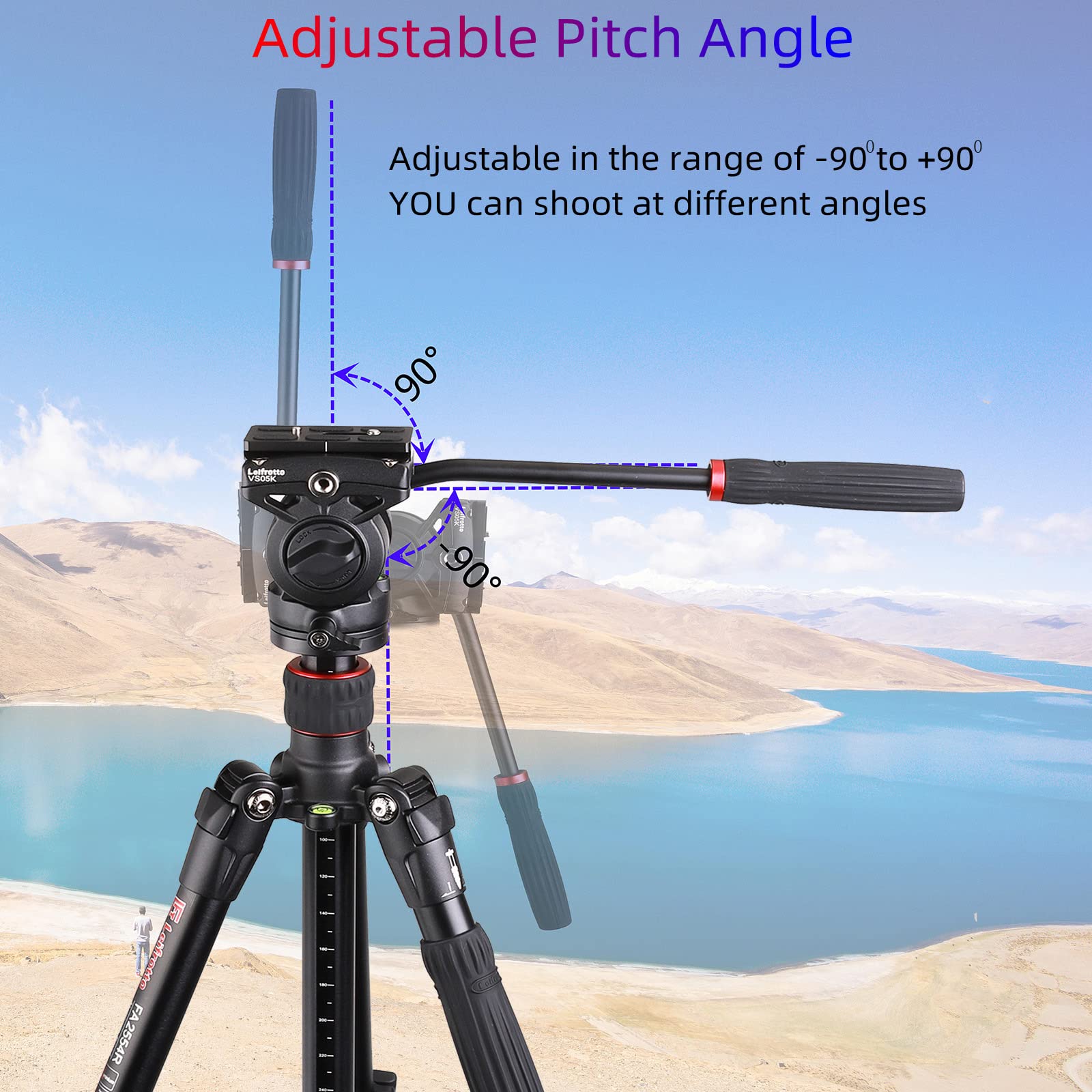 Leifrotto Vs05K Tripod Fluid Head, With 1/4'' Arca Qr Plate, Max Load 11 Lbs For Video Cameras And Dslr Cameras, With 3/8 To 1/4
