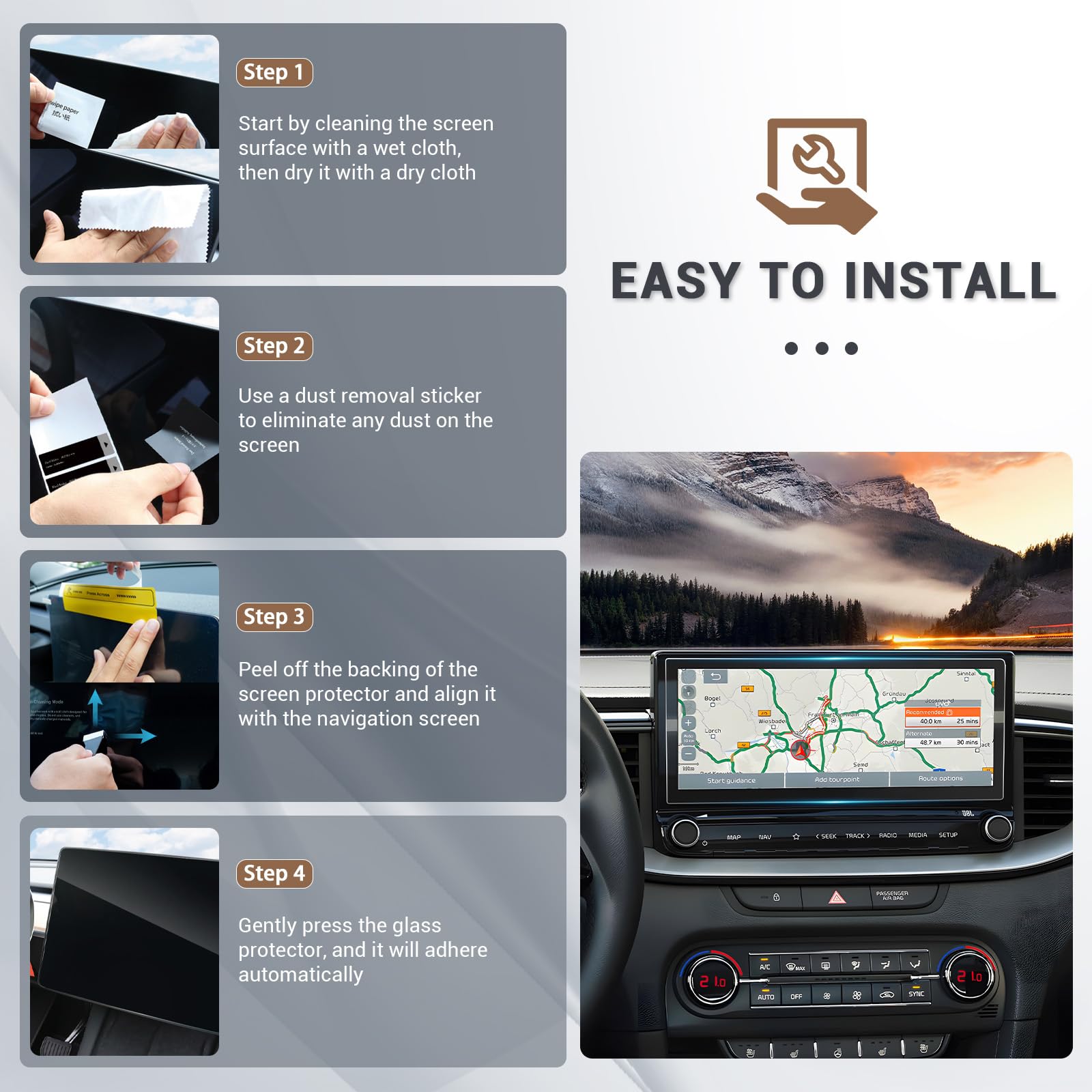 Yee Pin 2024 Forte Screen Protector   Matte Anti Glare Tempered Glass For 2022 2023 2024 Kia Forte Gt Line/Gt/Gt Manual Accessories 10.25' Radio Screen Saver