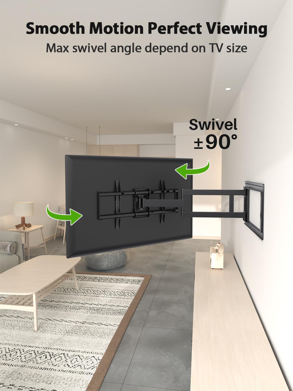 USX MOUNT Heavy Duty Long Arm TV Wall Mount for 42-95 Inch TVs, Swivel & Tilt, VESA 800x400mm, Black, Model XML035