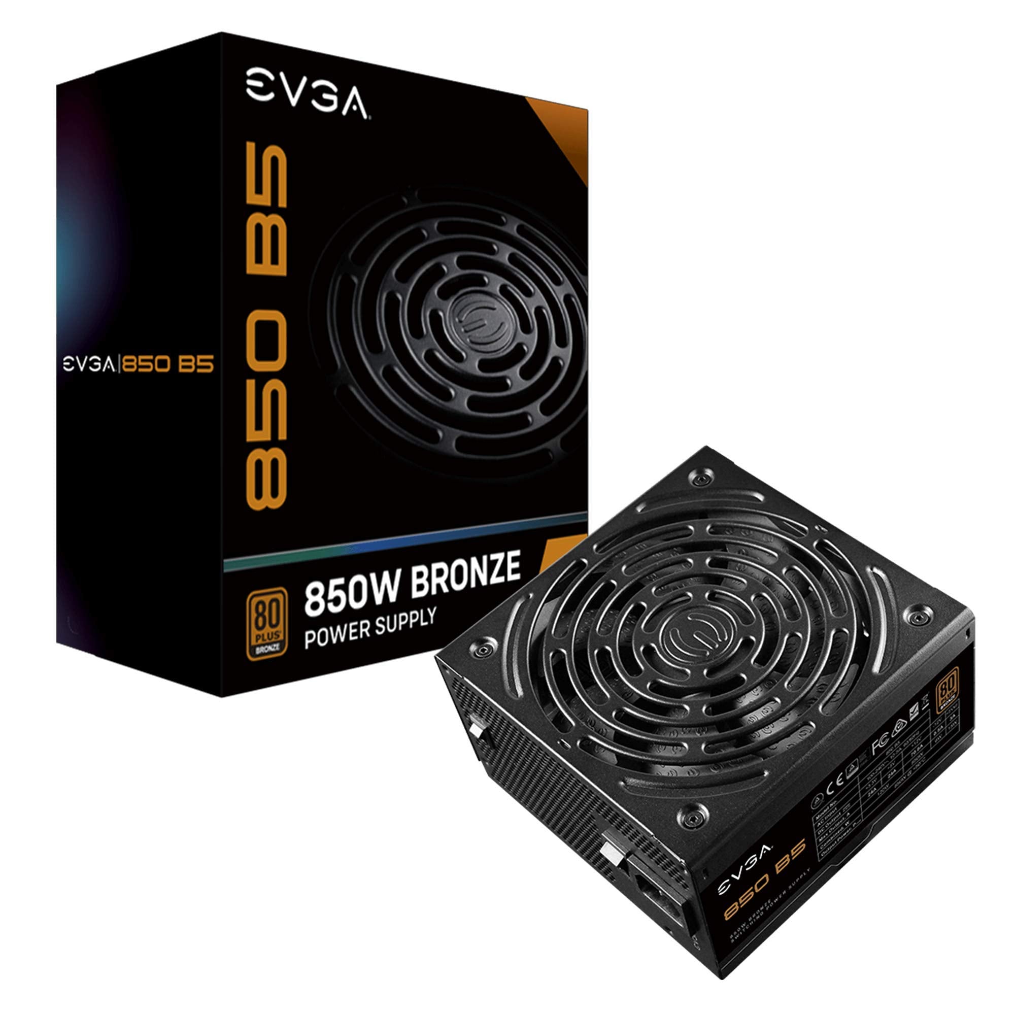 Evga 850 B5, 80 Plus Bronze 850W, Fully Modular, Evga Eco Mode, 5 Year Warranty, Compact 150Mm Size, Power Supply 220 B5 0850 V1