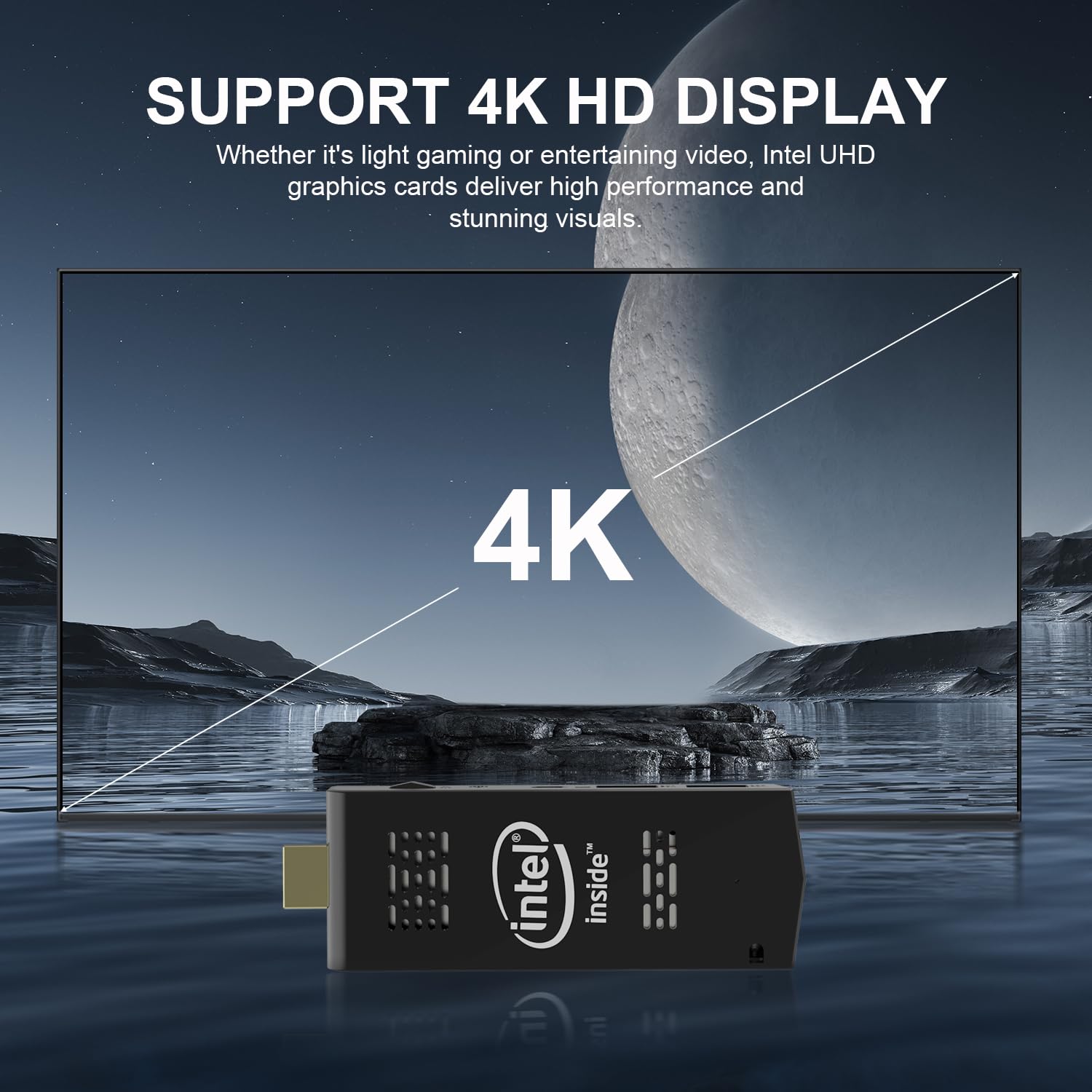 Aladawn Pc Stick Mini Pc Stick With Intel Atom Z8350 & Windows 10 Pro,Mini Pc 4Gb Ram 128Gb Rom,Intel Pc Stick Support Auto Powe