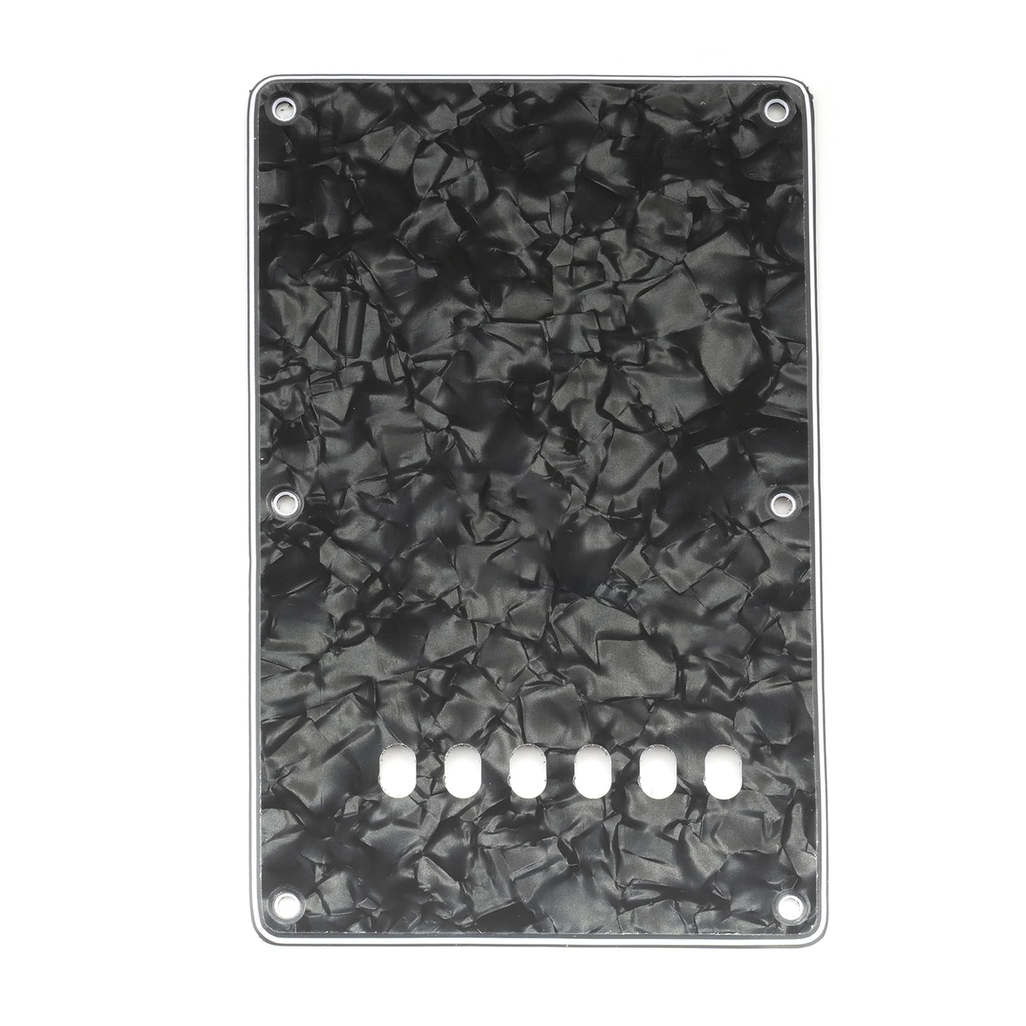 Musiclily Guitar Back Plate Tremolo Cavity Cover Backplate for China Made Squier Guitar Parts, 4Ply Pearl Black