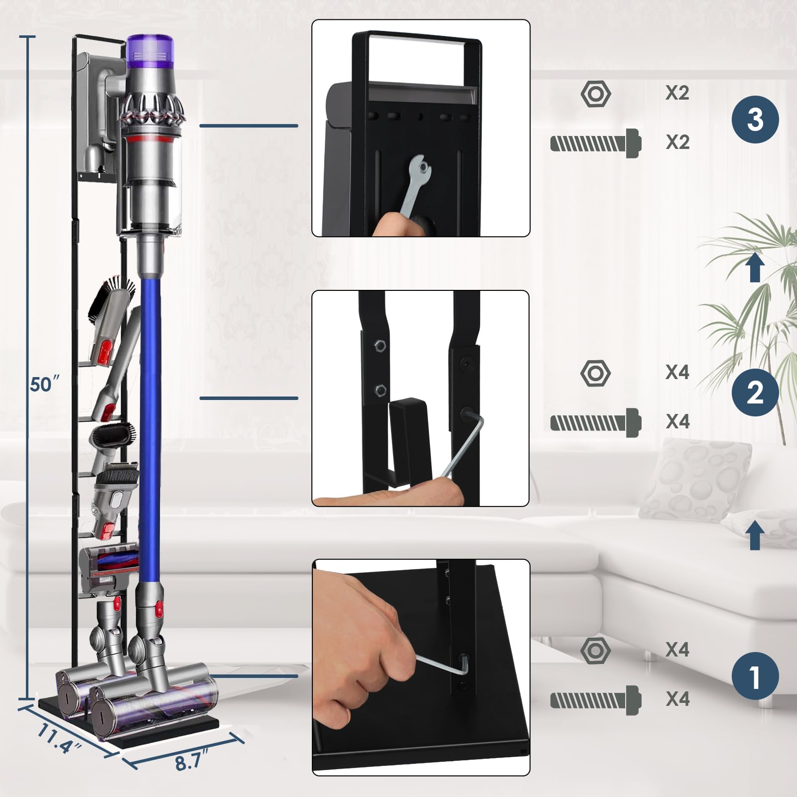 Lasvea Vacuum Stand For Dyson V6, V7, V8, V10, V11, V12, V15 Cordless Cleaners   Heavy Base Metal Bracket Holder With Trigger Lo