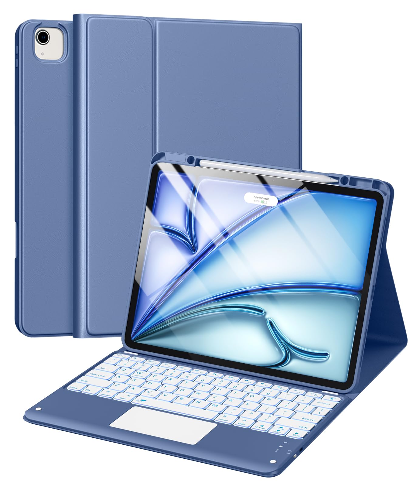 Harvopu for iPad Air 13 Inch & Pro 12.9 Case with Keyboard - Multi-Touch Trackpad, 7 Colors Backlit, Detachable Folio Keyboard C