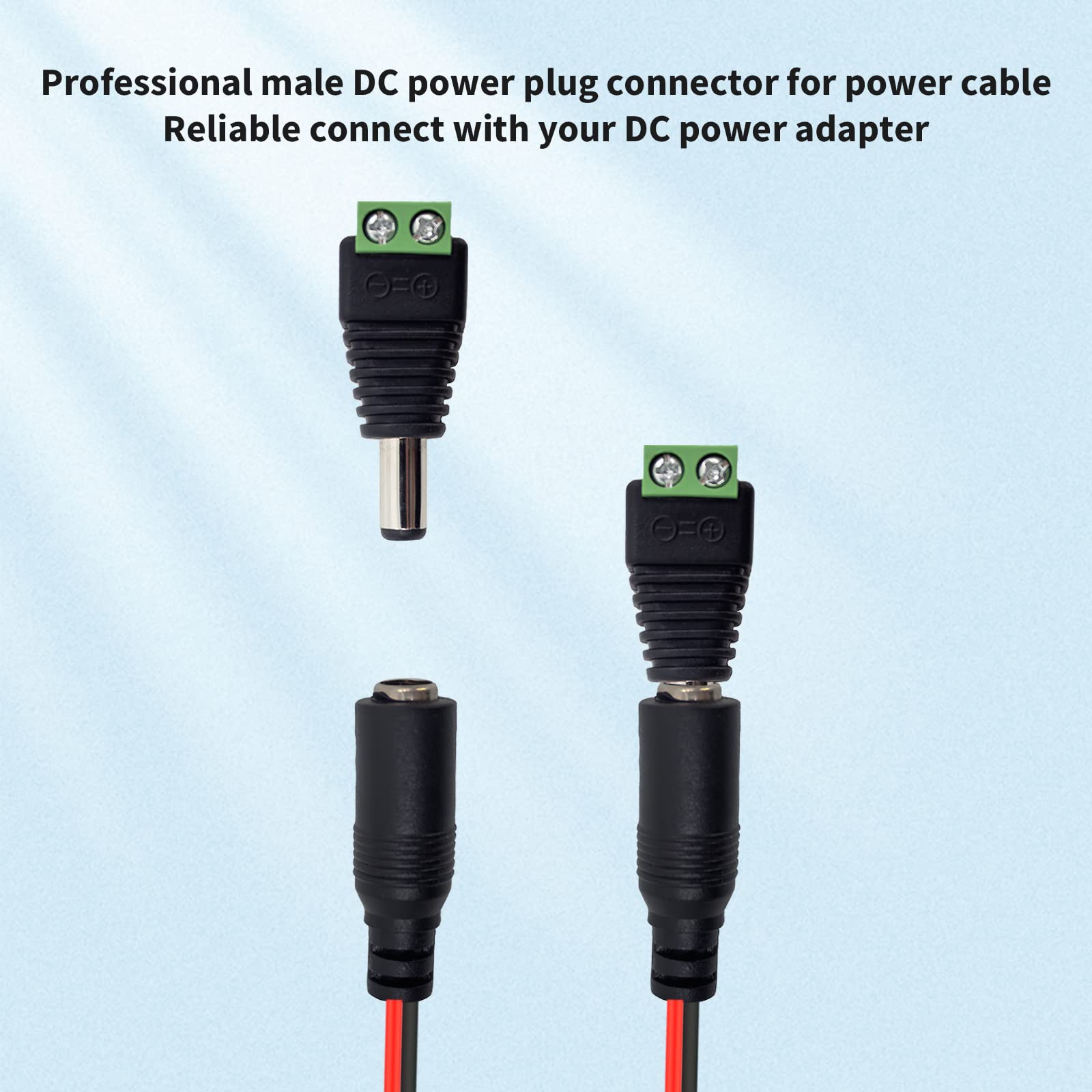 Centropower 20 Pieces Dc 12V 5A Male Plug Connector 5.5Mm X 2.1Mm
