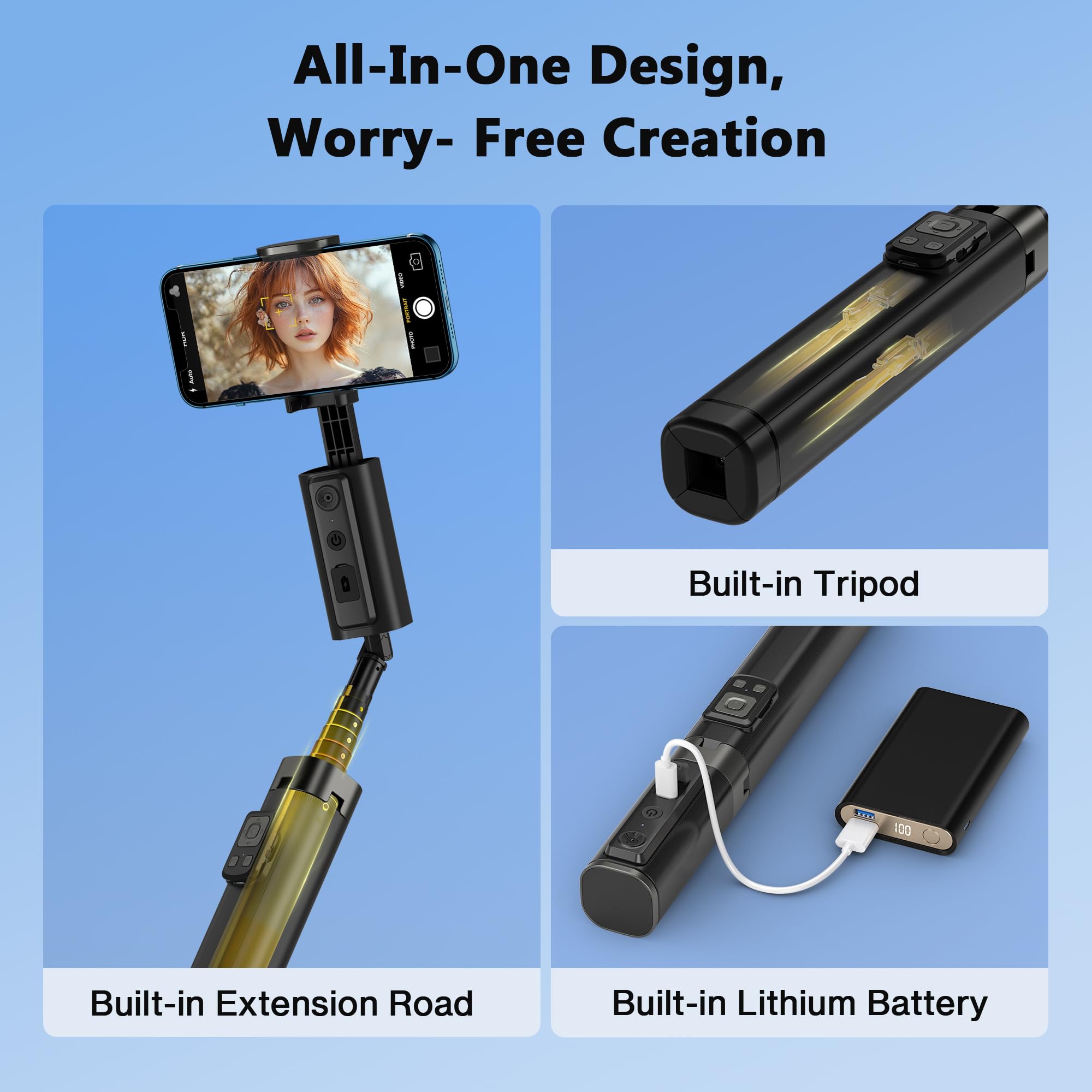 2025 Upgraded 57    Auto Face Tracking Tripod 360 Rotation Facial Recognition Tripod For Iphone With Light Ai Face Following Tri