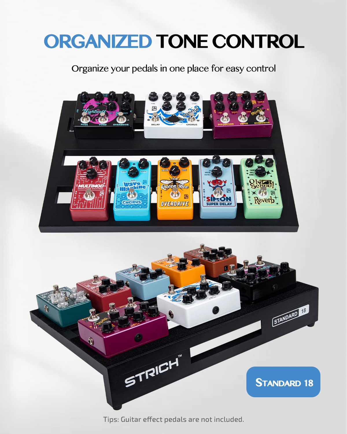 Strich Guitar Pedal Board Aluminum Alloy 1.98Lb Super Light Effect Pedalboard 18'' X 12.5'' With Carry Bag, Standard 18 (Angled)