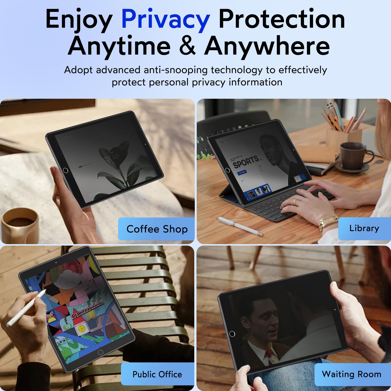 Mobdik Privacy Screen Protector Compatible With Ipad 9Th / 8Th / 7Th Generation 10.2 Inch (2021/2020 / 2019) [Anti Spy] [9H Temp