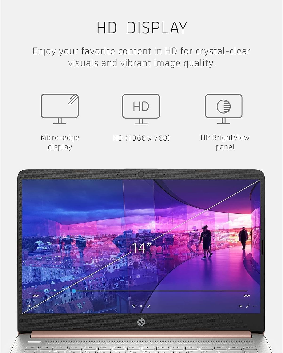 Hp Flagship 14'' Laptop With 1-Year Microsoft 365, Wireless Earbuds, 16Gb Ram, Microsoft Copilot, 64Gb Storage, Intel Dual Core
