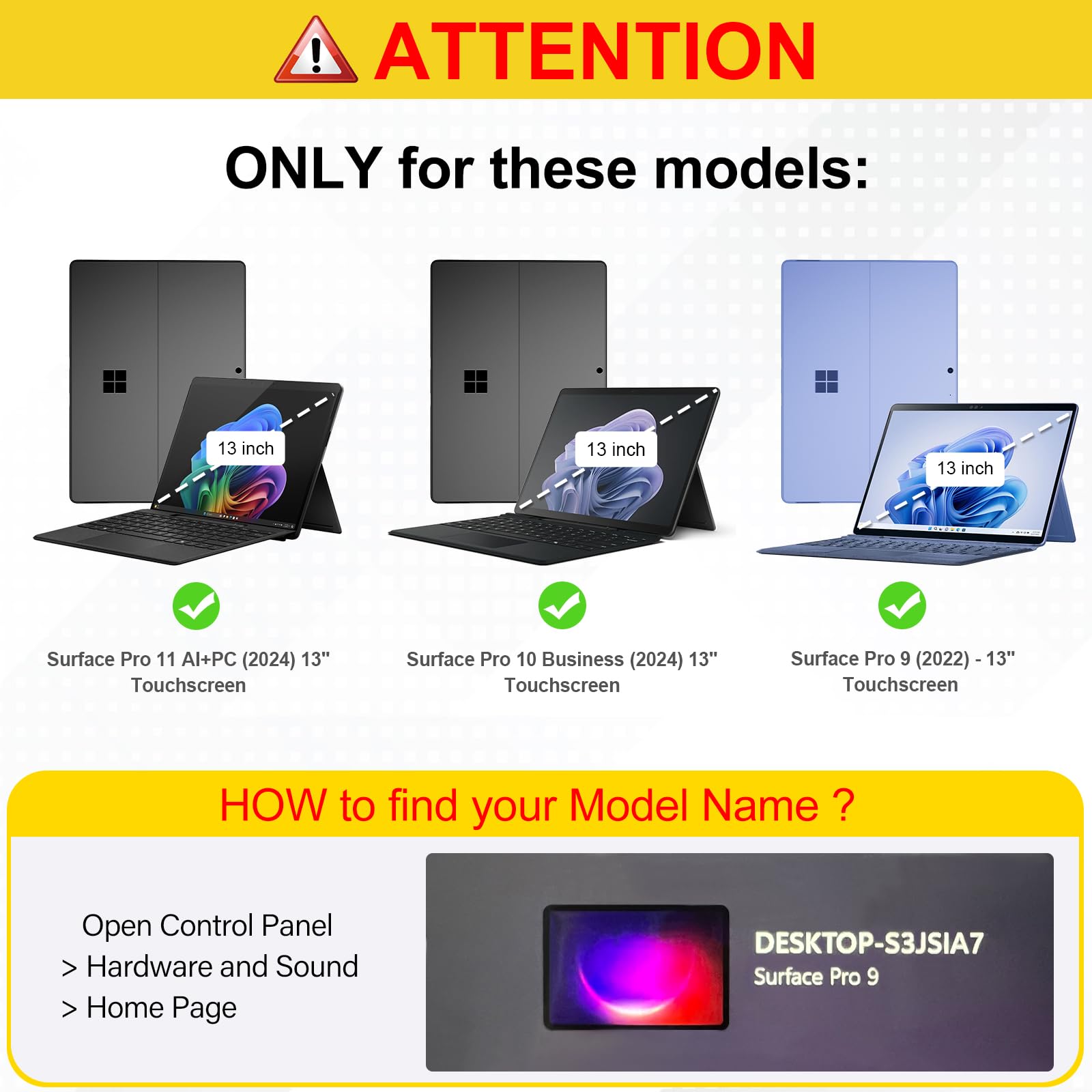 Fintie Hard Case For 13 Inch Microsoft Surface Pro 11/10/9 - Shockproof Folio Rugged Cover With Clear Transparent Back Shell Com