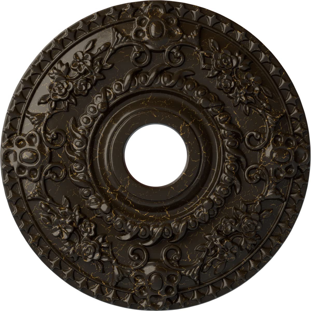 Ekena Millwork CM18ROSHC Rose Ceiling Medallion, 18 OD x 3 1/2 ID x 1 1/2 P, Stone Hearth Crackle