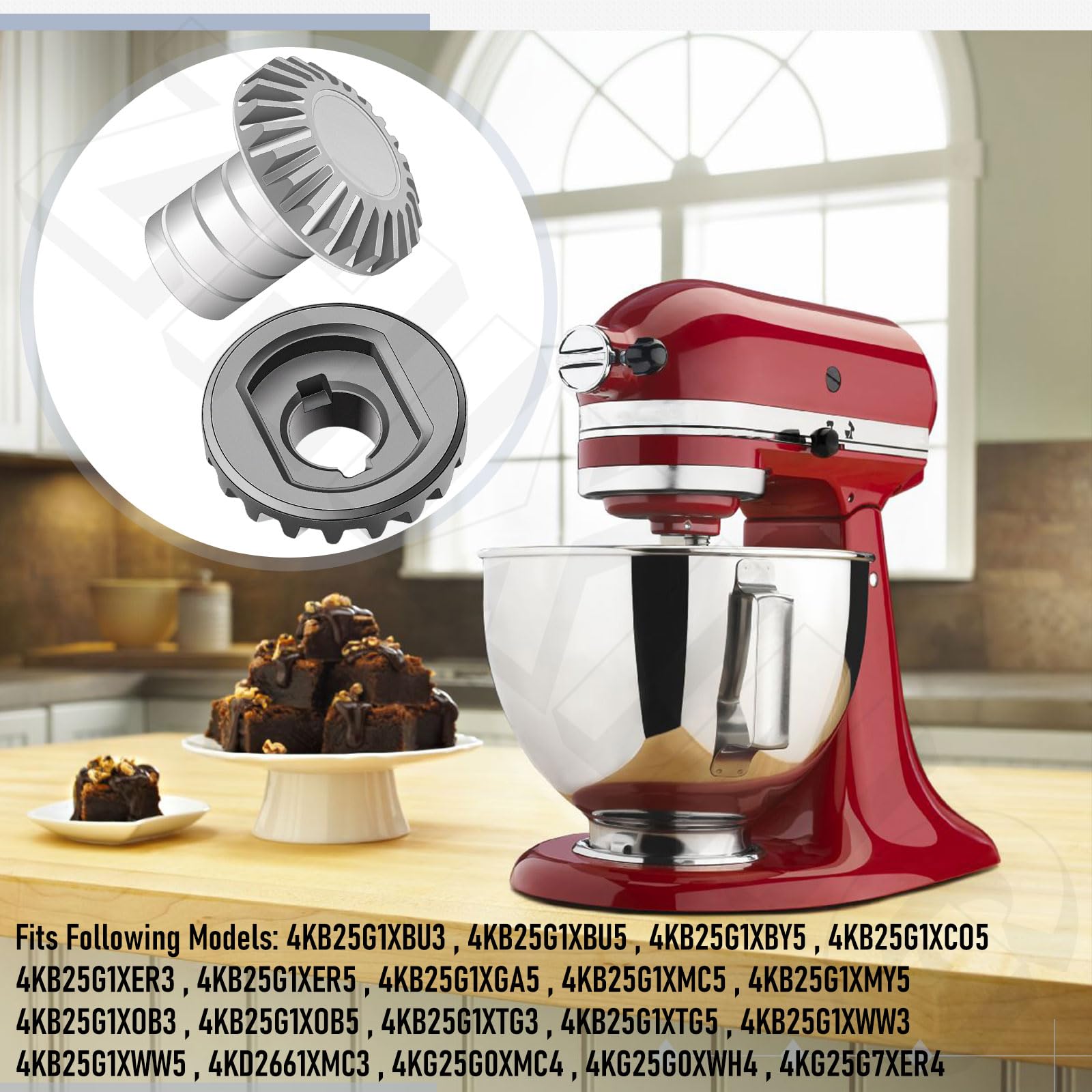 W11192795 Beveled Gears Set Compatible With Whirlpool/Kitchen Aid Stand Mixer Includes 9703337 9703338 Gears Fits 4Kb25G, 4Kd266