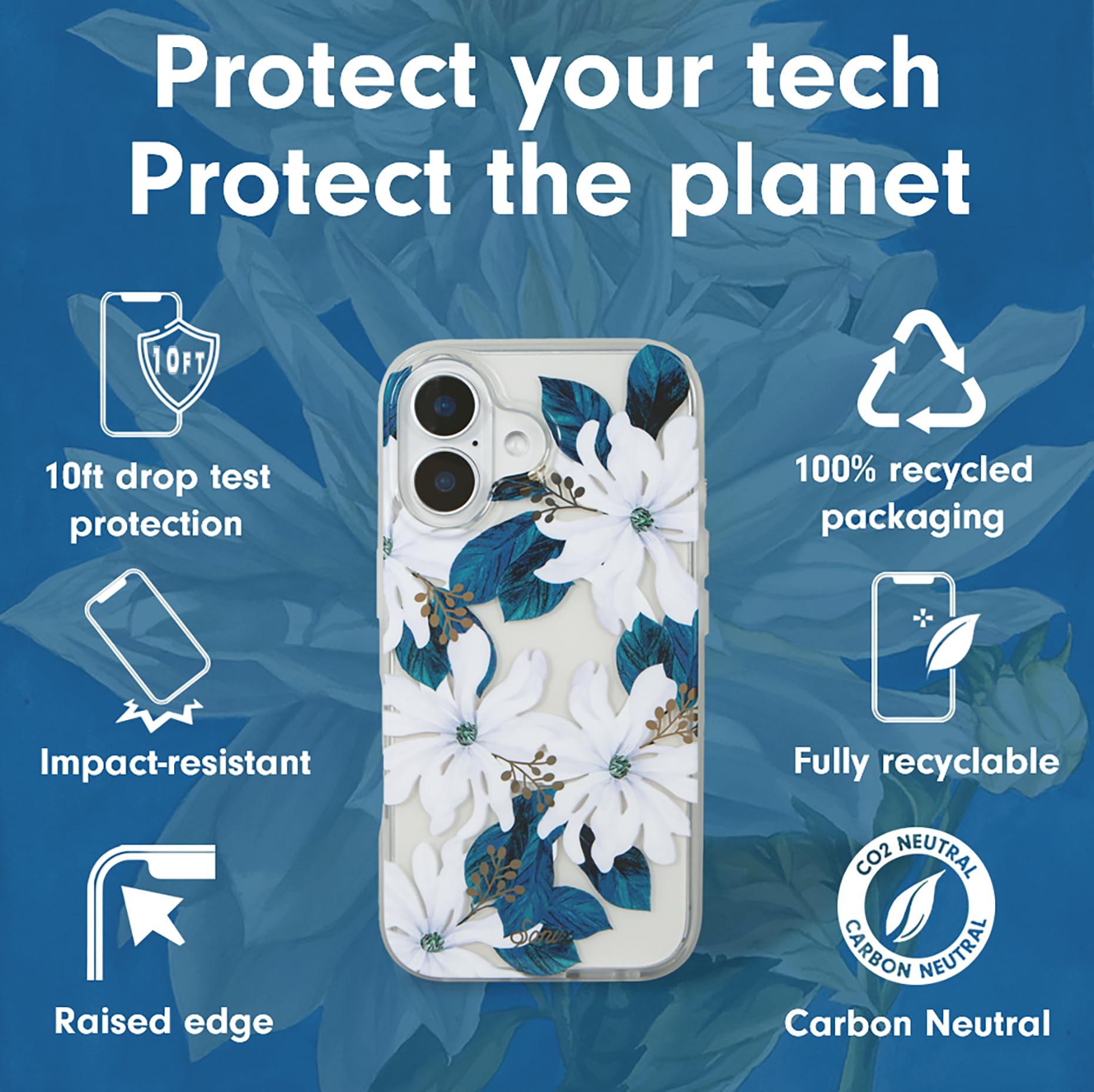 Sonix Case For Iphone 16 Plus | Compatible With Magsafe | 10Ft Drop Tested | Delilah Flower