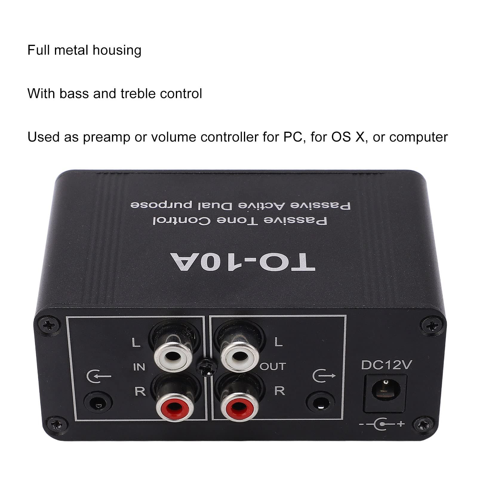 Garosa Mini Electronic Audio Stereo Preamplifier Dc 12V Small Stereo Audio Preamplifier 3.5Mm Mini Stereo Audio Amplifier With Treble Bass Volume Control For Speakers