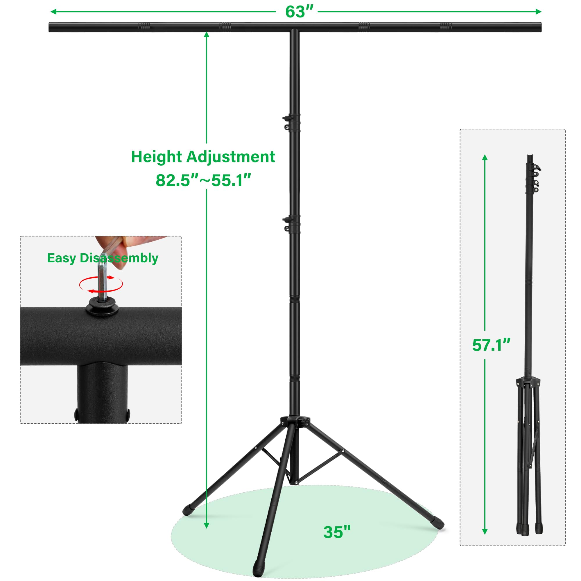 Green Screen Backdrop Kit 6.5X5Ft,Portable Greenscreen Background With Stand,Adjustable T Shape Photo Backdrop Stand For Photogr
