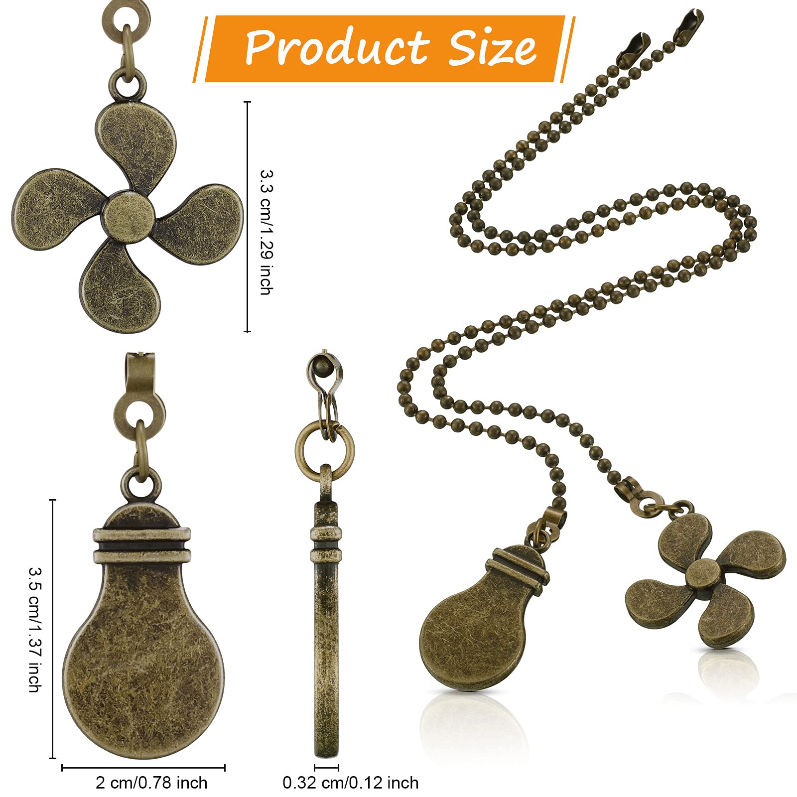 8 Pieces Bronze Pull Chains Ceiling Fan Chain Extension Bronze Star Pull Chain Pendant 12 Inch Ceiling Moon Chain Extender Ornam