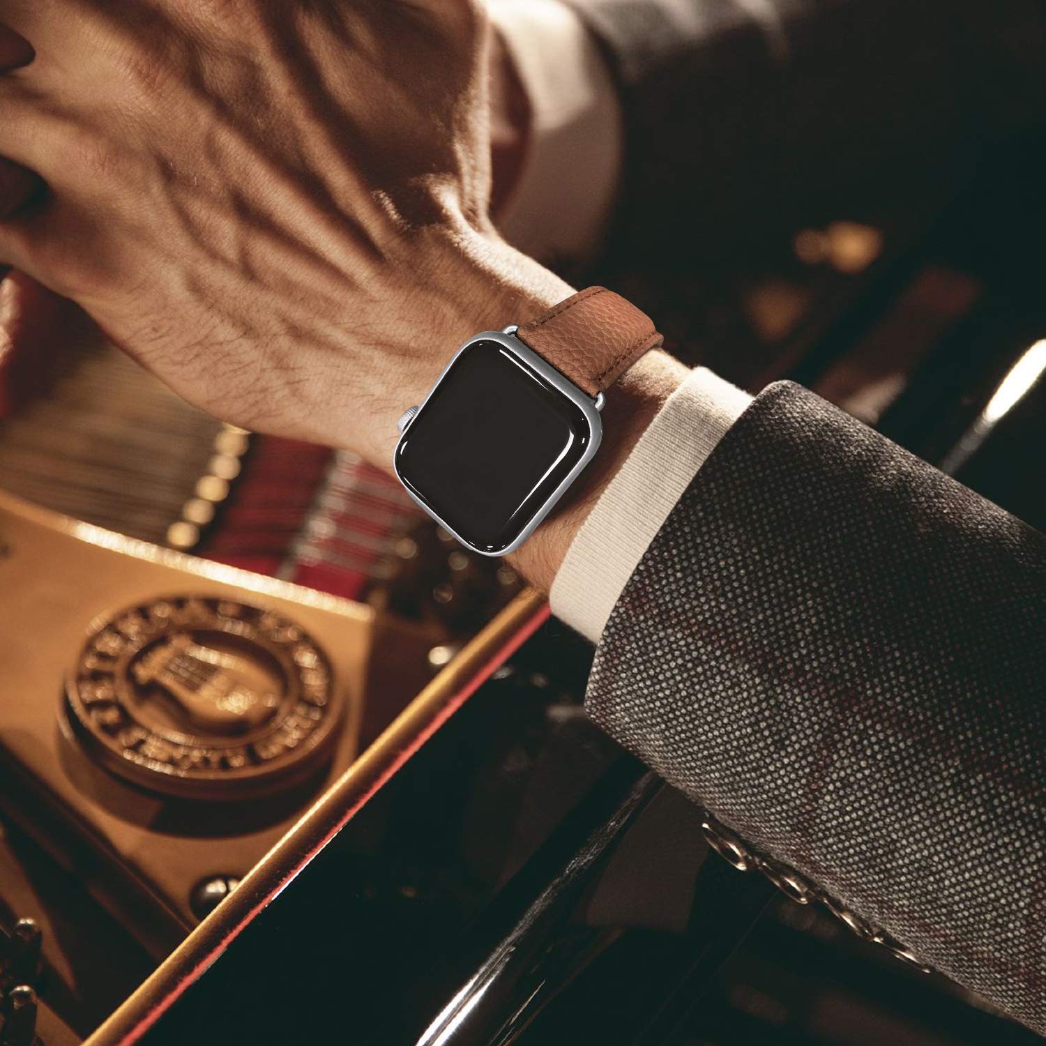 Fullmosa Leather Bands Compatible Apple Watch Band 41Mm 40Mm 38Mm, Dressy Chic Iwatch Strap With Case For Iwatch Series 9 8 7 6