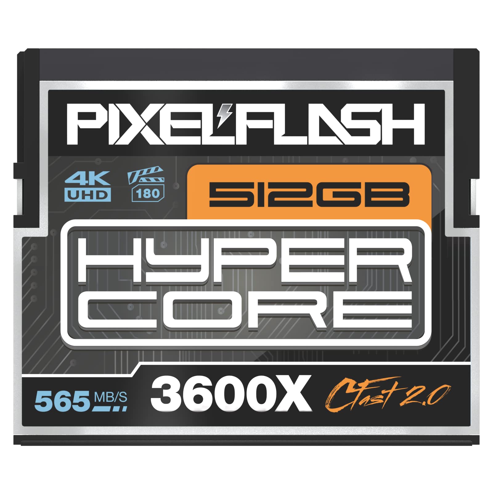 512Gb Pixelflash Cfast 2.0 Card 3600X Hypercore 565Mb/S Sata3 Vpg180 C Fast Card Compatible W/Dslr Cinematic Video & Photo Cams