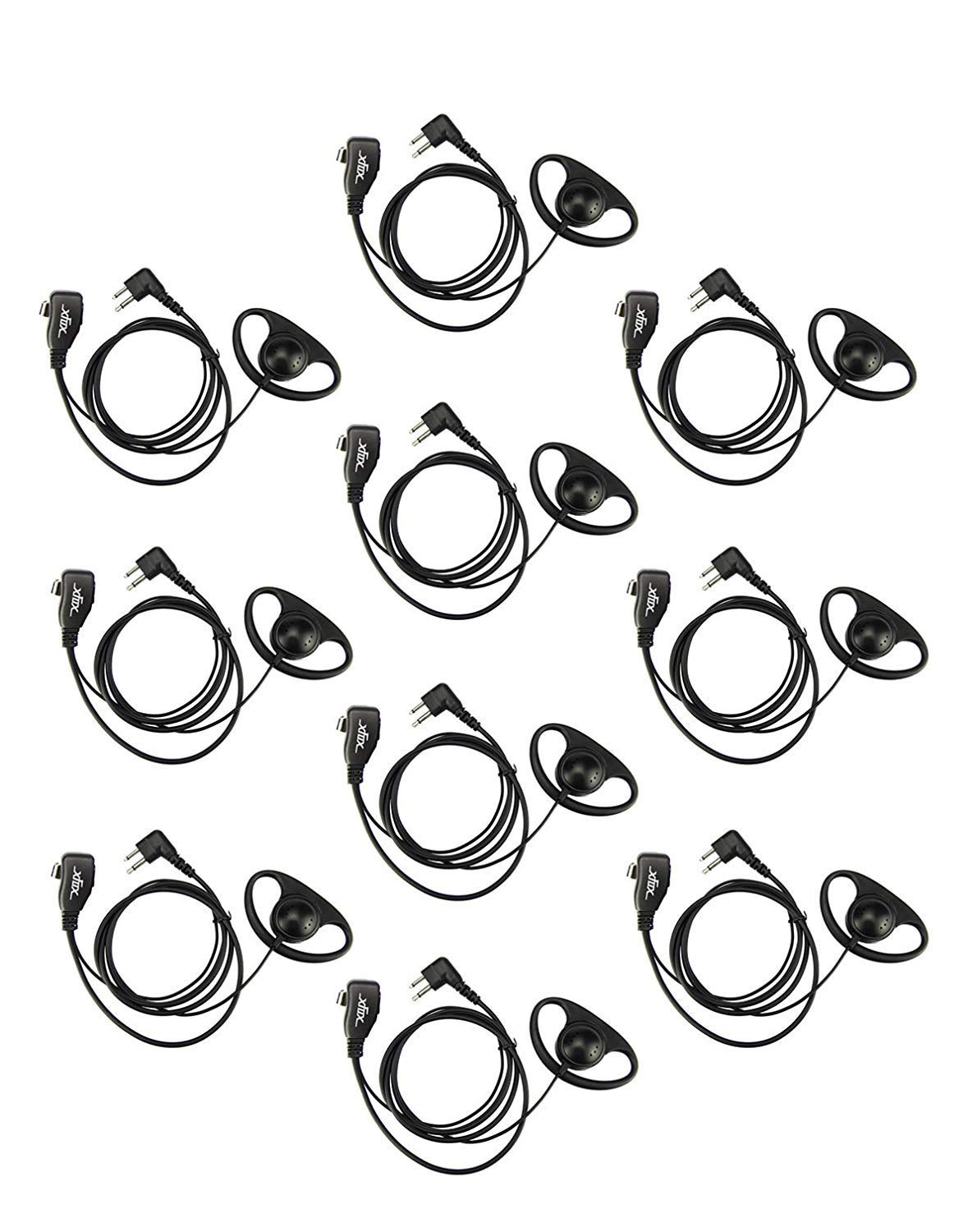Xfox Walkie Talkie Earpiece 2Pin D Shape Earpiece Headset Push To Talk Mic Compatiable With Moto Two Way Radio Walkie Talkie Cp040 Cp200 Cls1410 Cls1450 Gp208 Gp2000 Gp3188 Etc.