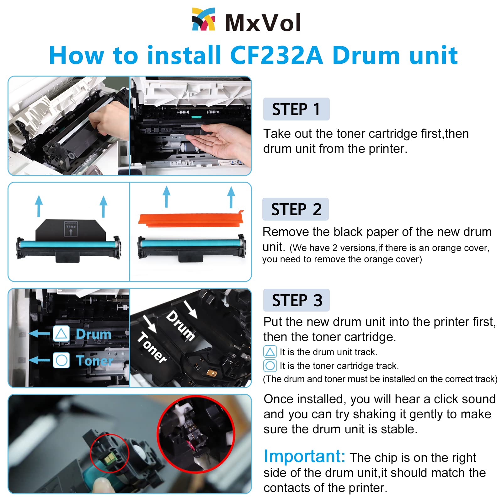 Mxvol Compatible Drum Unit Replacement For Hp 32A Cf232A Drum Yields Up To 23,000 Pages Use For Hp Laserjet Pro M148Dw M203Dw M2