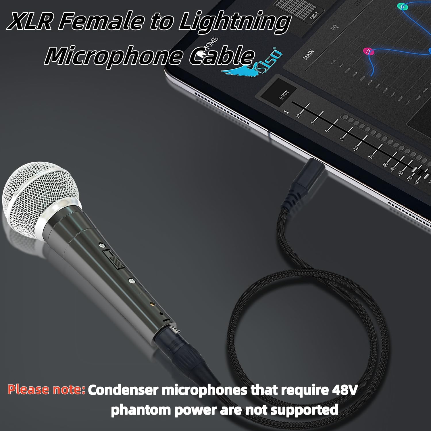 Wltasuy Xlr To I-Phone Microphone Cable 6.6Ft,Xlr Female To Lighting Mic Link Converter,For Microphones Or Recording Karaoke Sin